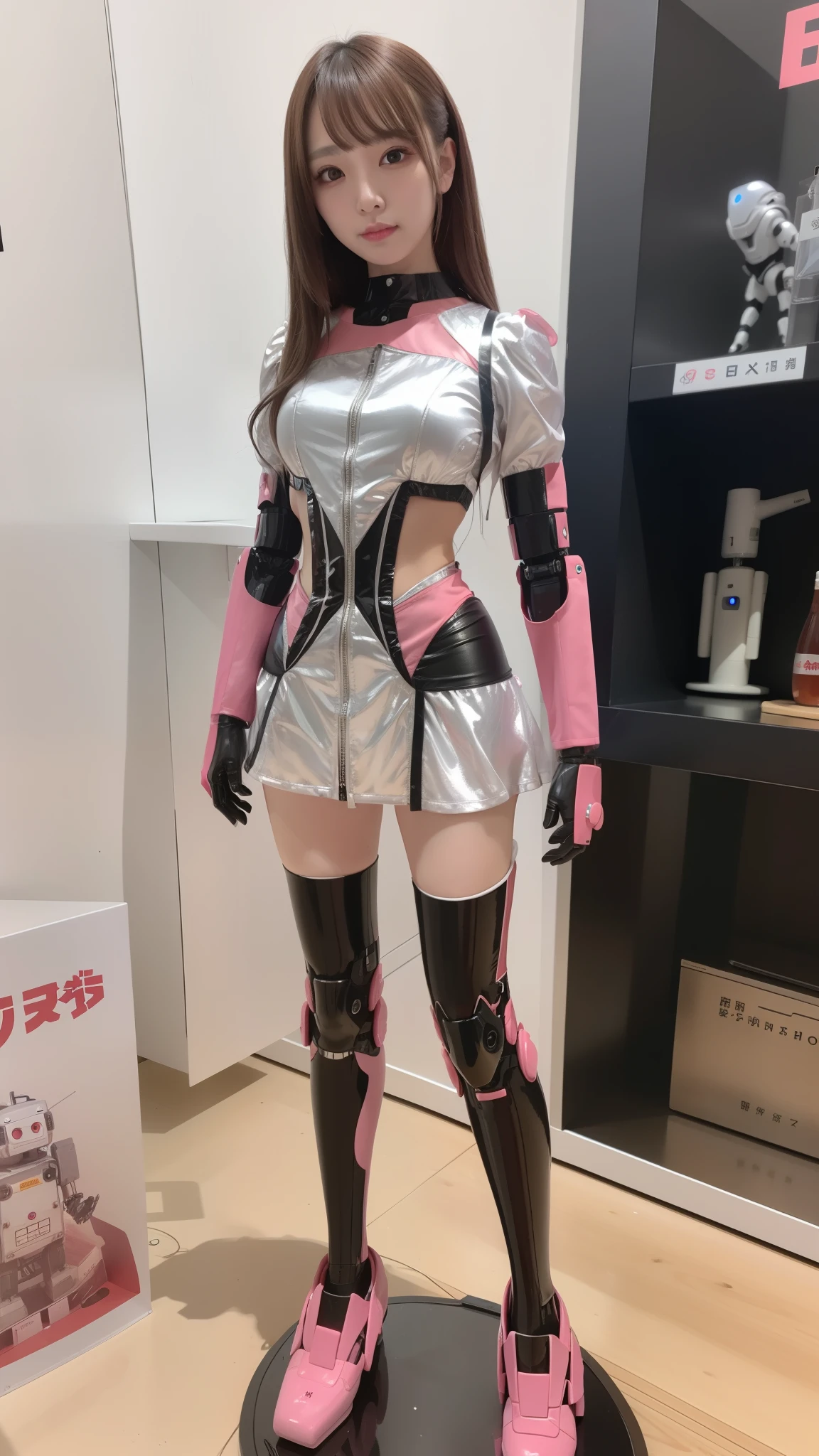 Silver satin costume like a idol, robot