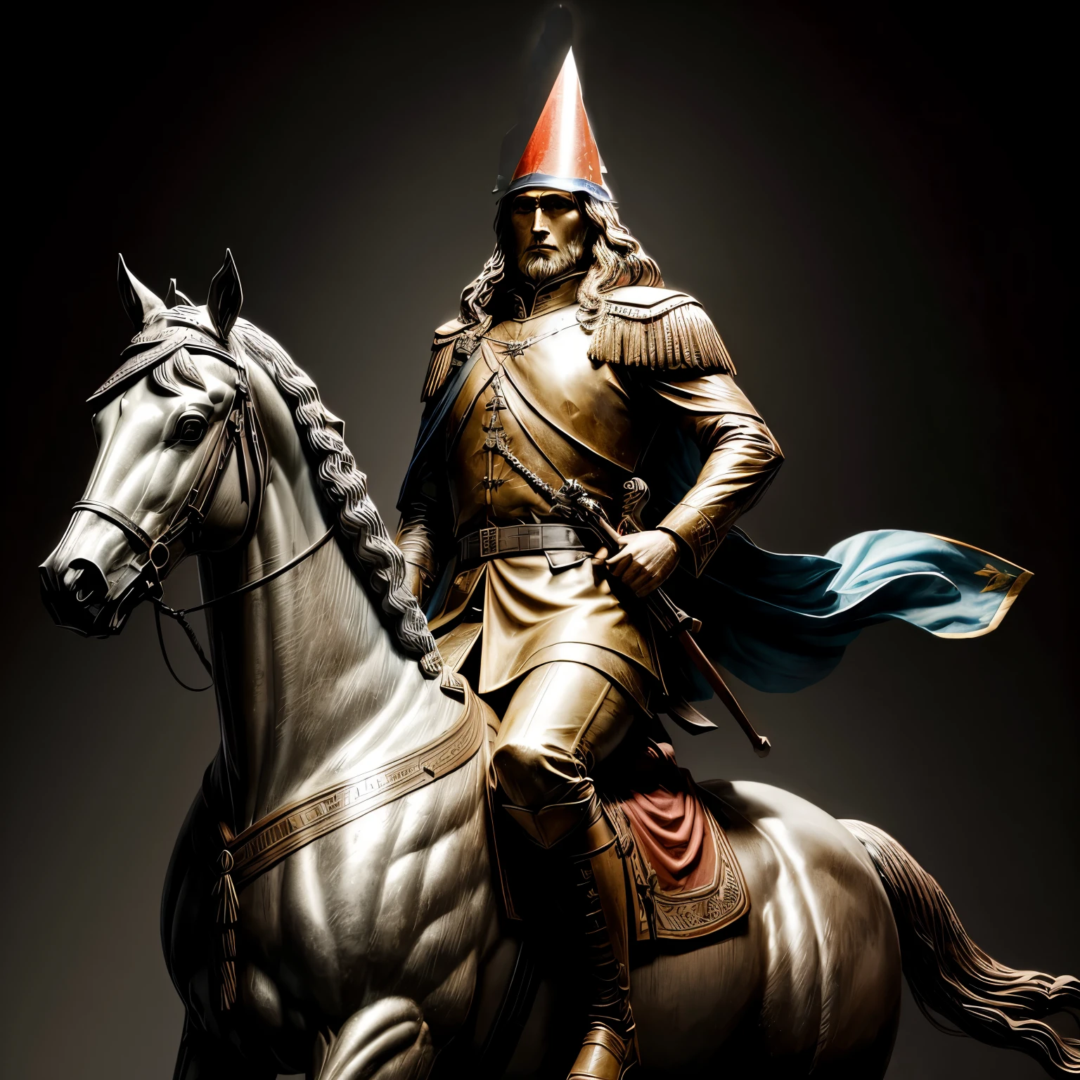 red triangular cone on head