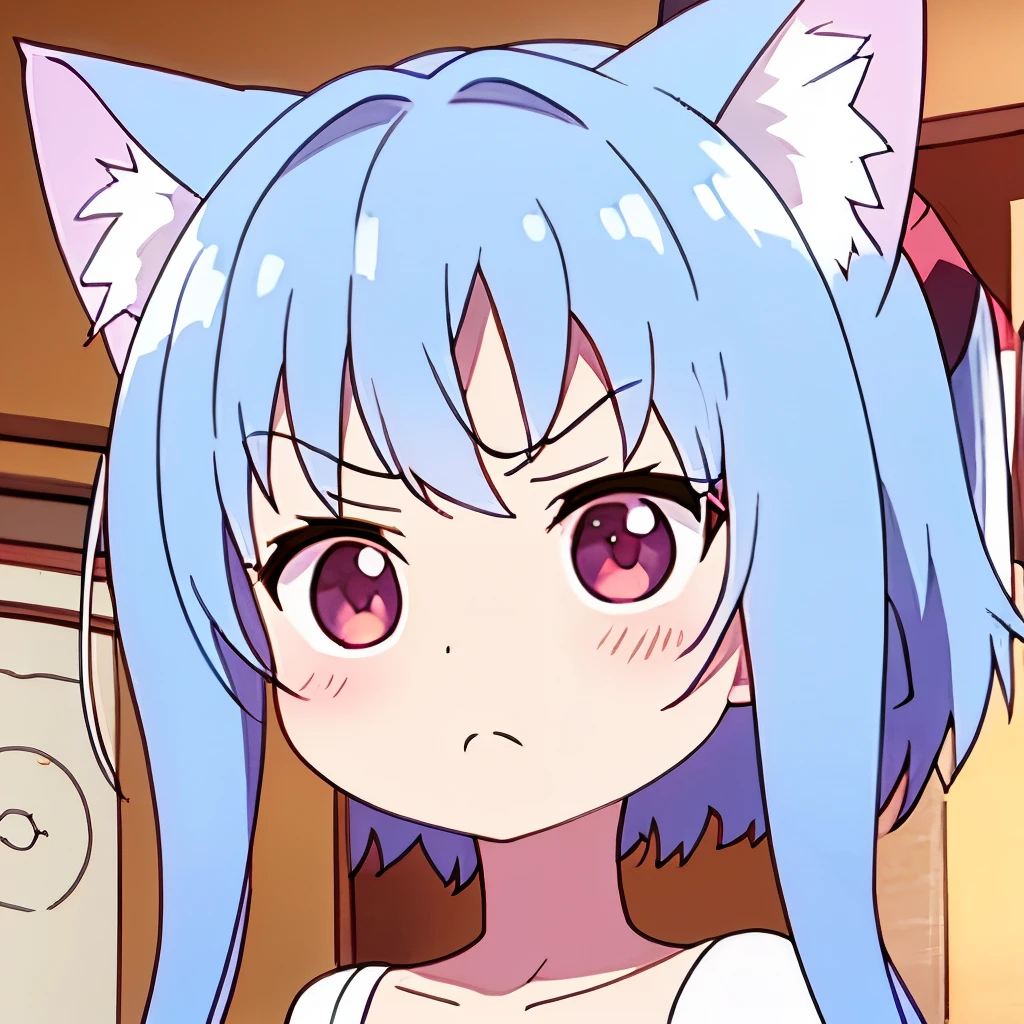 (masterpiece, best quality:1.2), Emoticon packages, !!,##,angry,red eyes,green hair,cat ears