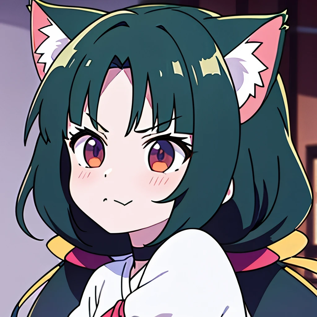 (masterpiece, best quality:1.2), Emoticon packages, !!,##,angry,red eyes,green hair,cat ears