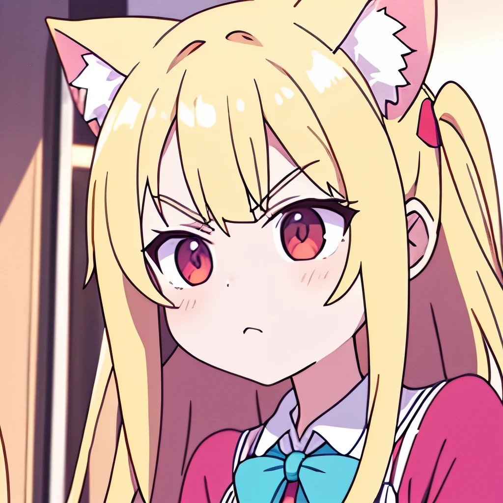 (masterpiece, best quality:1.2), Emoticon packages, !!,##,angry,red eyes,green hair,cat ears