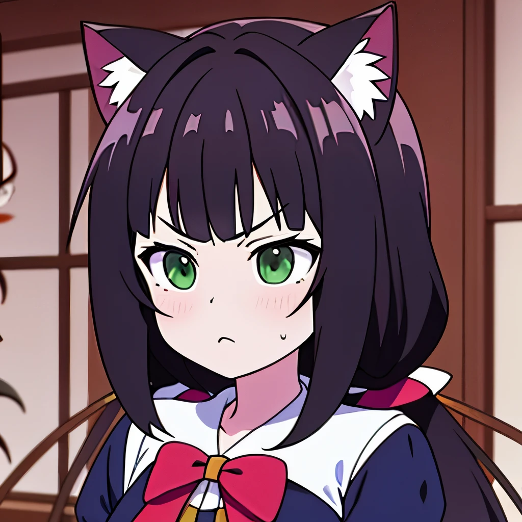 (masterpiece, best quality:1.2), Emoticon packages, !!,##,angry,green eyes,red hair,cat ears