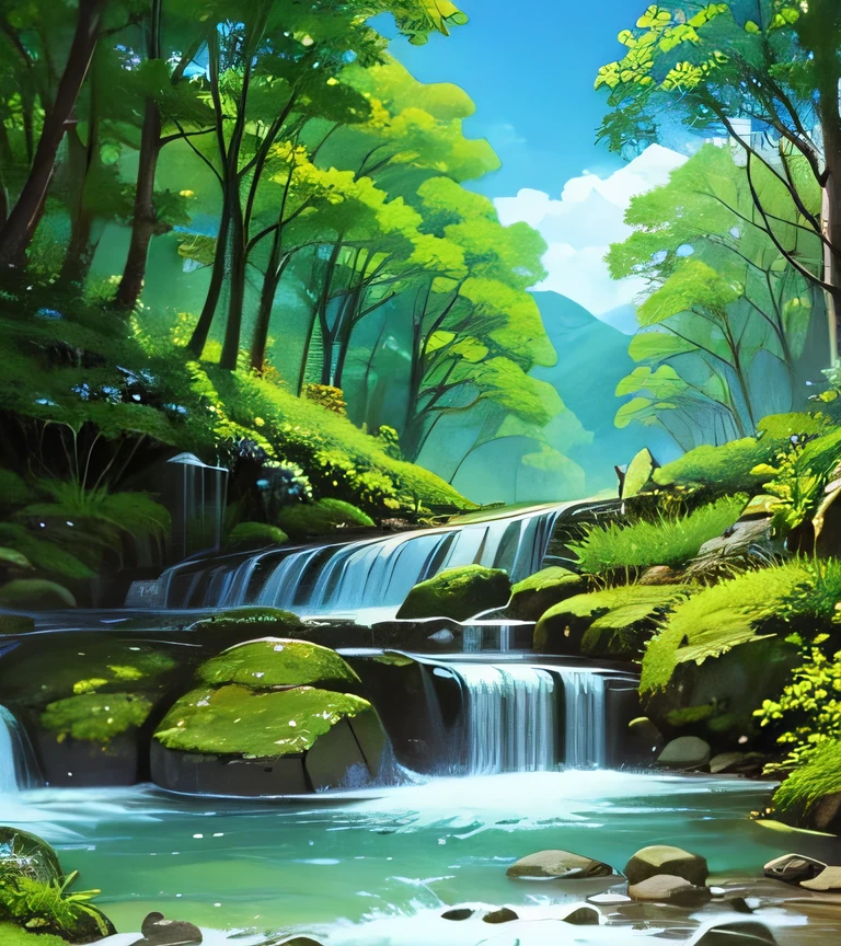 Forest View、some insects and birds、stream