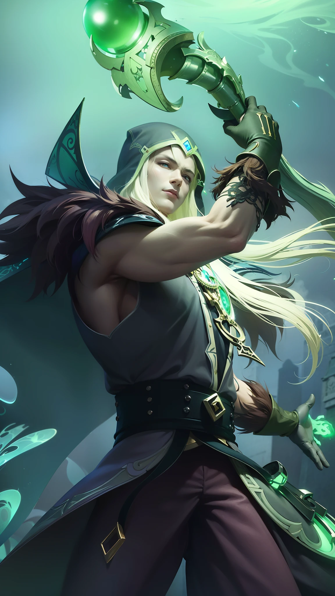 masculine male, masterpiece, ((perfect eyes)) best quality, (semirealism:1.9), beautiful lighting, (extremely detailed CG unity 4k fhd wallpaper), High Detail, Sharp focus, dramatic outdoors, 1 boy ,19 years old, white hair, light purpel eyes, smile, a close up of a person holding a sword in a dark room, heise jinyao, astri lohne, inspired by Huang Shen, male vampire of clan banu haqim, zhongli from genshin impact, alucard, casimir art, keqing from genshin impact, karthus from league of legends, skinny male fantasy alchemist.