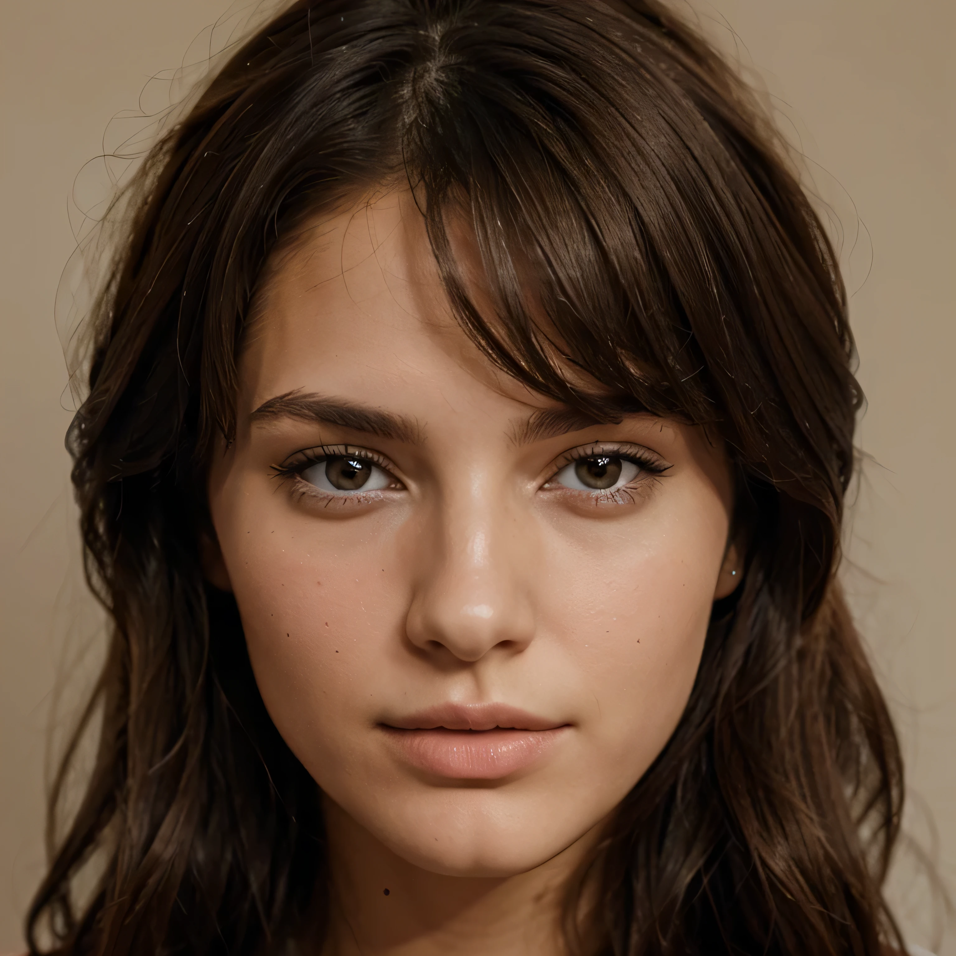 biutifull brunette model front face portait