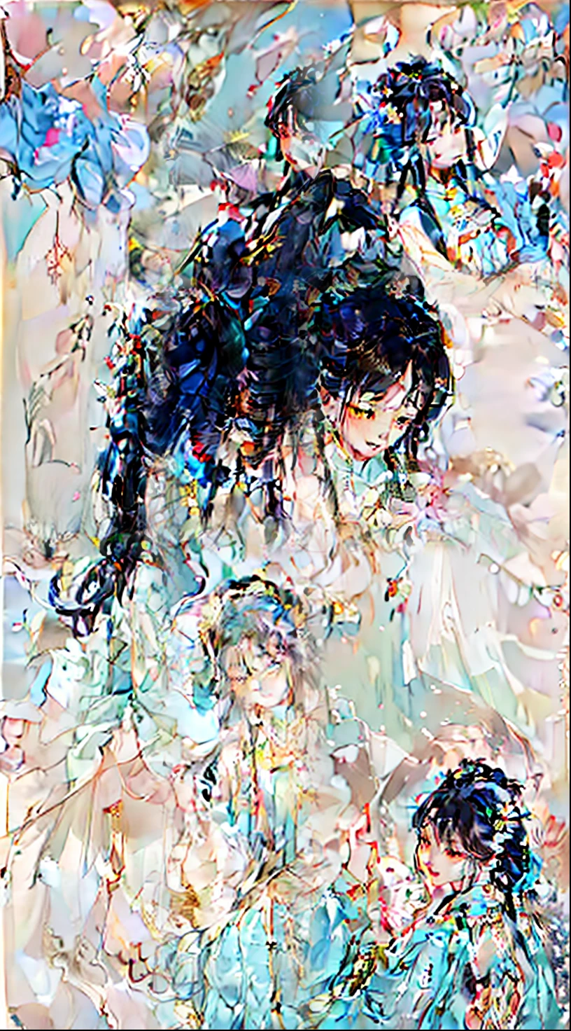 drawing of woman with flowers in hair, beautiful figure painting, palace , A girl wearing Hanfu, author:Yang Jie, author:Li Song, by Li Fangying, Inspired by Du Qiong, by Qiu Ying, guweiz style artwork, author:Fan Qi, Chinese girl, author:Lengmei, by Qu Leilei