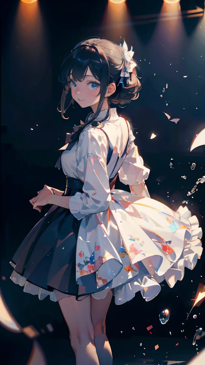 （master piece，highest quality，best quality者，official art，Cosmetology and aesthetics：1.2），1 girl、Full body portrait，clean face，stand on stage and perform solo，looking at the viewer，gorgeous lolita_dress，high details，cinematic color grade，ultra high resolution，best quality，sharp focuaster piece，（This is an 8k wallpaper with extremely detailed CG integrated.）