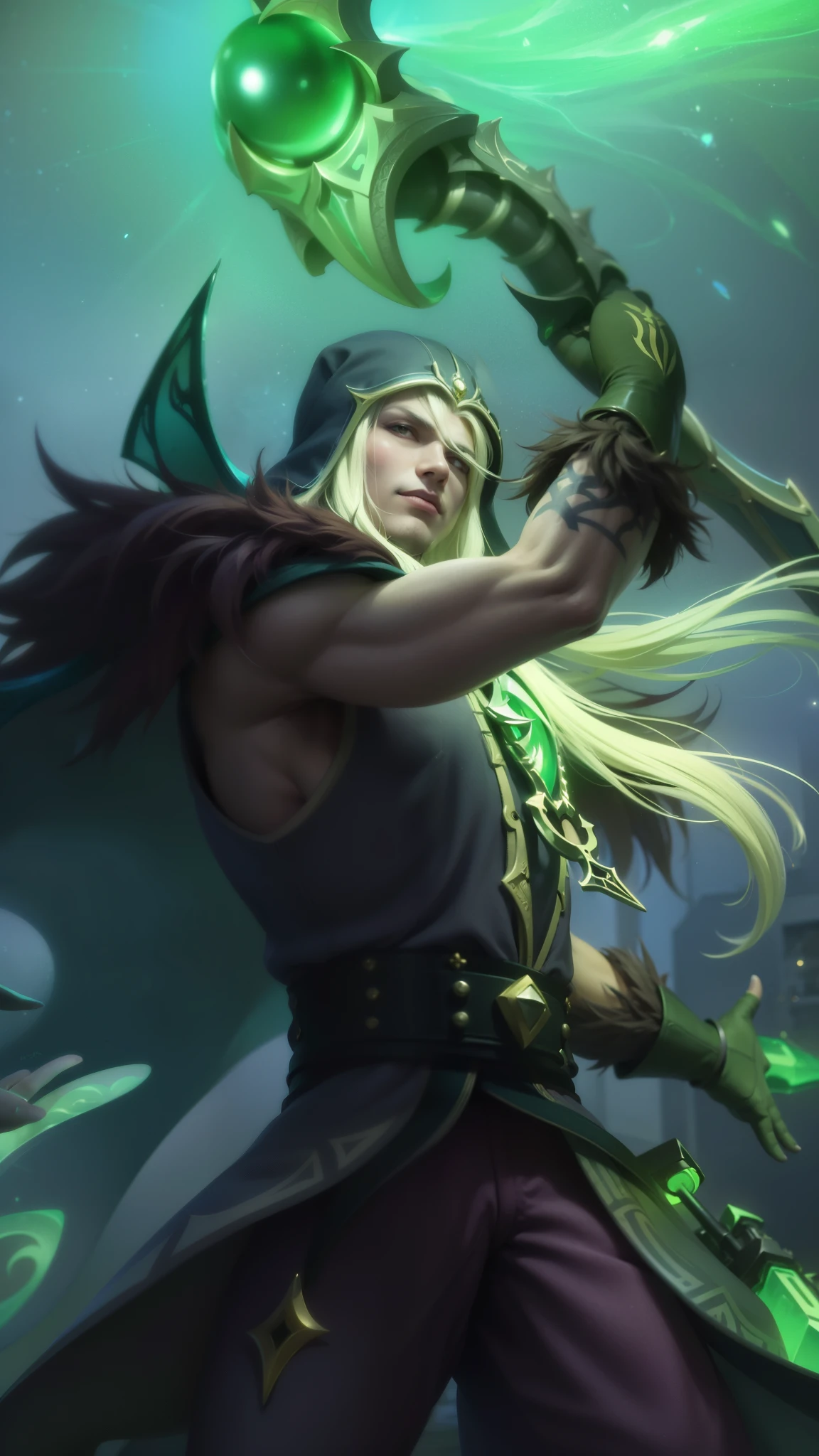 Best quality, masterpiece, detailed skin texture, detailed clothes texture, detailed face, super detail, 8k, intricate detail, 1 boy, The color doesn't change, Muscle guy, 1 guy, green eyes, a close up of a person holding a sword in a dark room, heise jinyao, astri lohne, inspired by Huang Shen, male vampire of clan banu haqim, zhongli from genshin impact, alucard, casimir art, keqing from genshin impact, karthus from league of legends, skinny male fantasy alchemist.