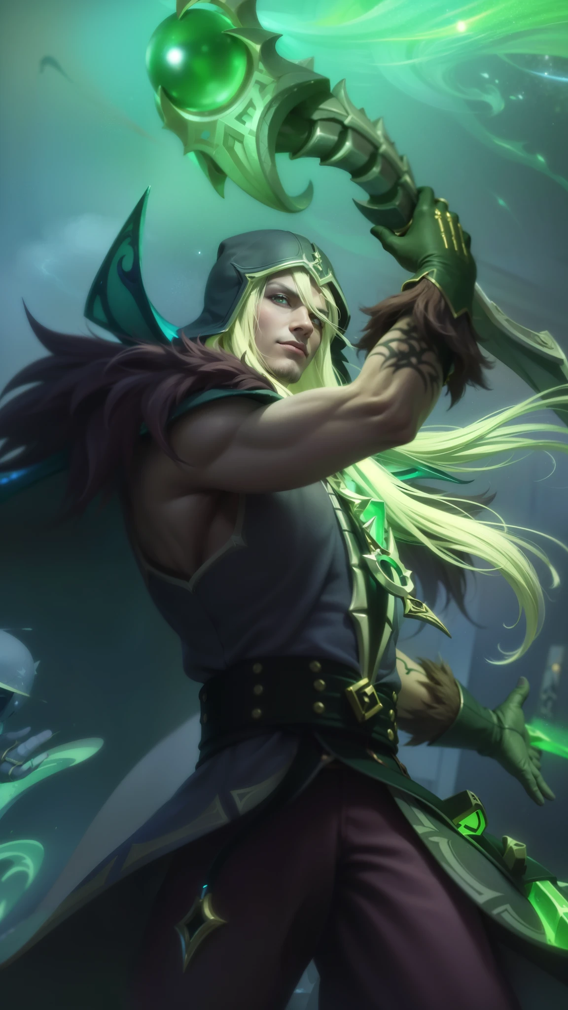 Best quality, masterpiece, detailed skin texture, detailed clothes texture, detailed face, super detail, 8k, intricate detail, 1 boy, The color doesn't change, Muscle guy, 1 guy, green eyes, a close up of a person holding a sword in a dark room, heise jinyao, astri lohne, inspired by Huang Shen, male vampire of clan banu haqim, zhongli from genshin impact, alucard, casimir art, keqing from genshin impact, karthus from league of legends, skinny male fantasy alchemist.