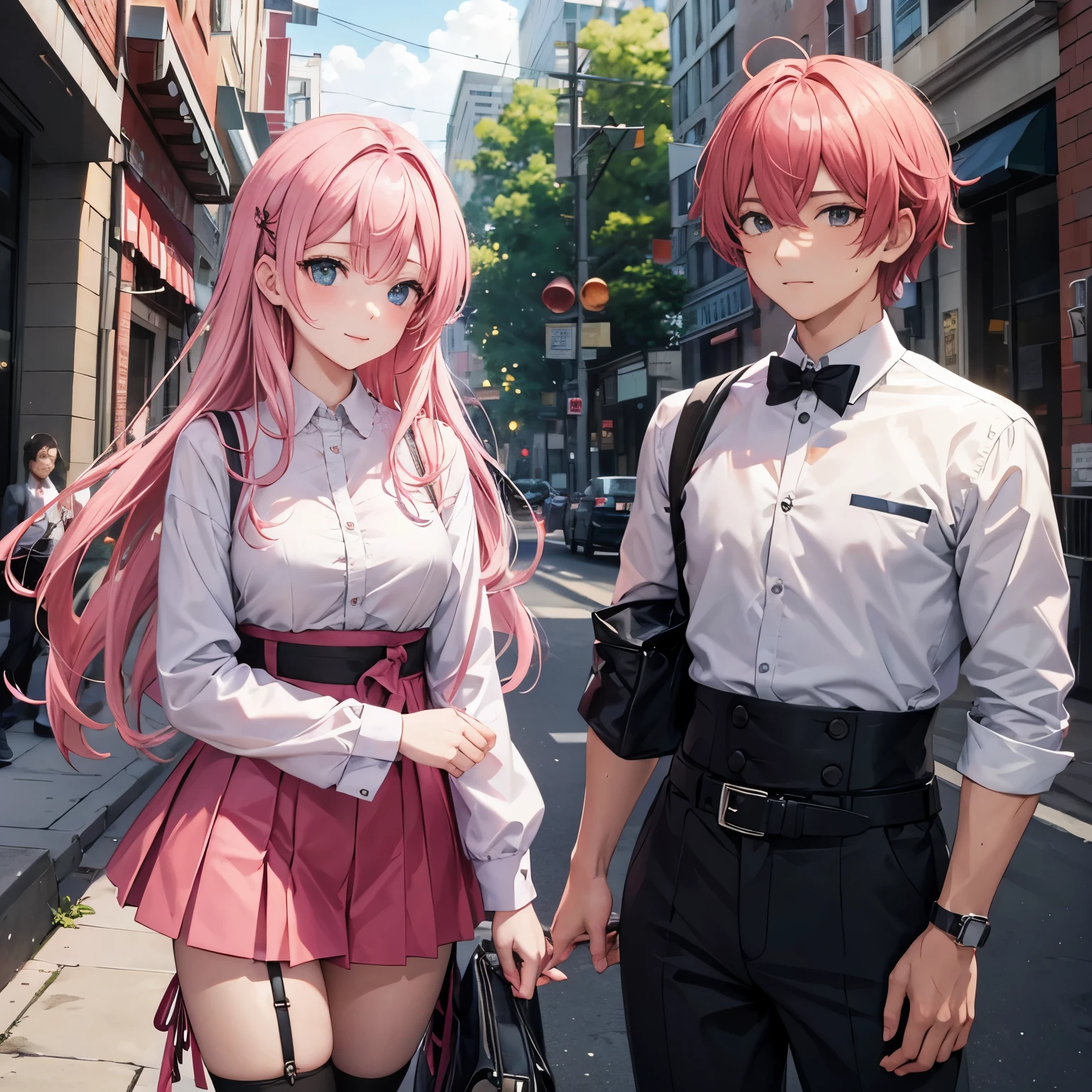 Anime couple pink hair
