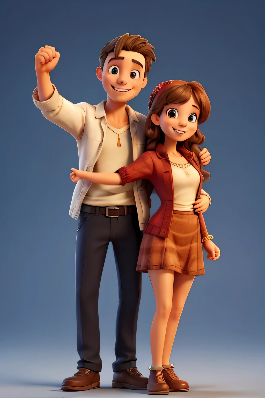 Happy man and woman with open arms