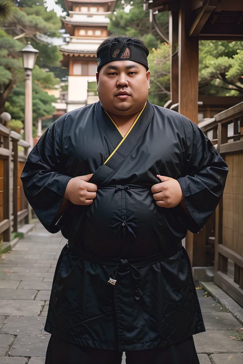 obese fat man fat man suspect japanese ninja in epic obese fat kung fu robe