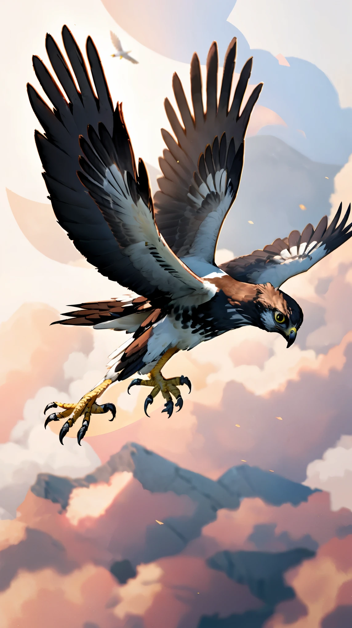 A Falcon flying, sangue, dead on the ground, A hawk, olhos vermelhos, A hawk de olhos vermelhos