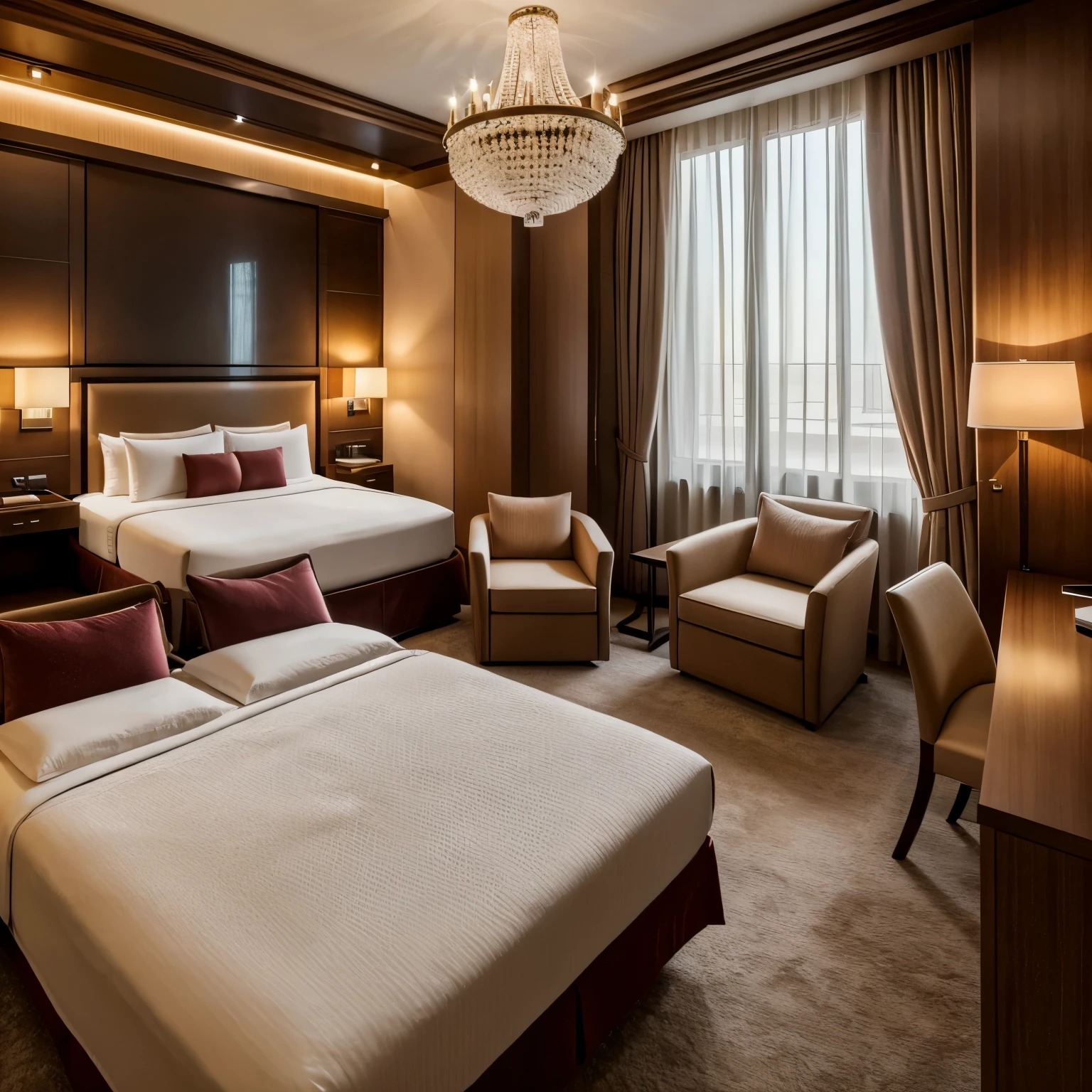 Romantic hotel room, Vakentines Day interior, cozy, luxury, romantic, modern design 2024
