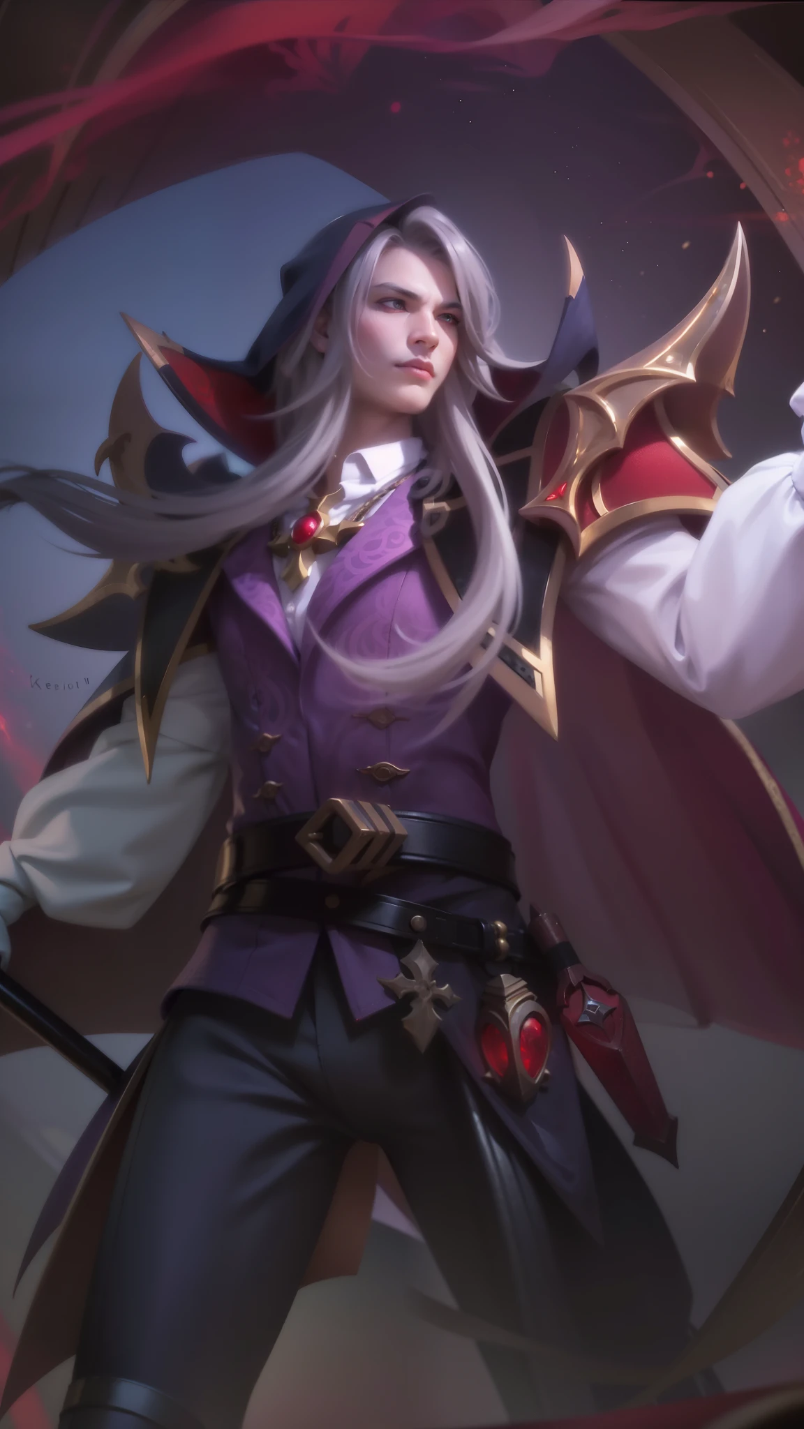 Best quality, masterpiece, detailed skin texture, detailed clothes texture, detailed face, super detail, 8k, intricate detail, 1 boy, The color doesn't change, Muscle guy, 1 guy, a close up of a person holding a sword in a dark room, heise jinyao, astri lohne, inspired by Huang Shen, male vampire of clan banu haqim, zhongli from genshin impact, alucard, casimir art, keqing from genshin impact, karthus from league of legends, skinny male fantasy alchemist, red eye.