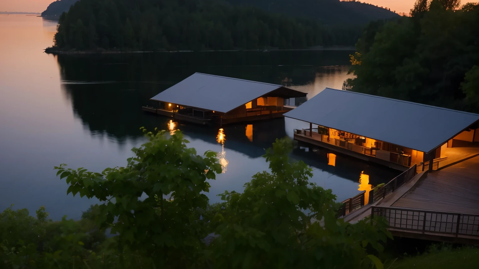 - - lake ambience at night, calm, silent, dark, attached 1150ft high 17 level deck,stairs to 77777777777888777778888887777777777777Sq ft diameter Photorealistic,High Quality,Sharp Focus,Hyperrealism, Digital Art,Extreme detail.EF 800mm f/5.6L,USM Super Telephoto Lens DeepPRIME XD 3840x2160 pixels