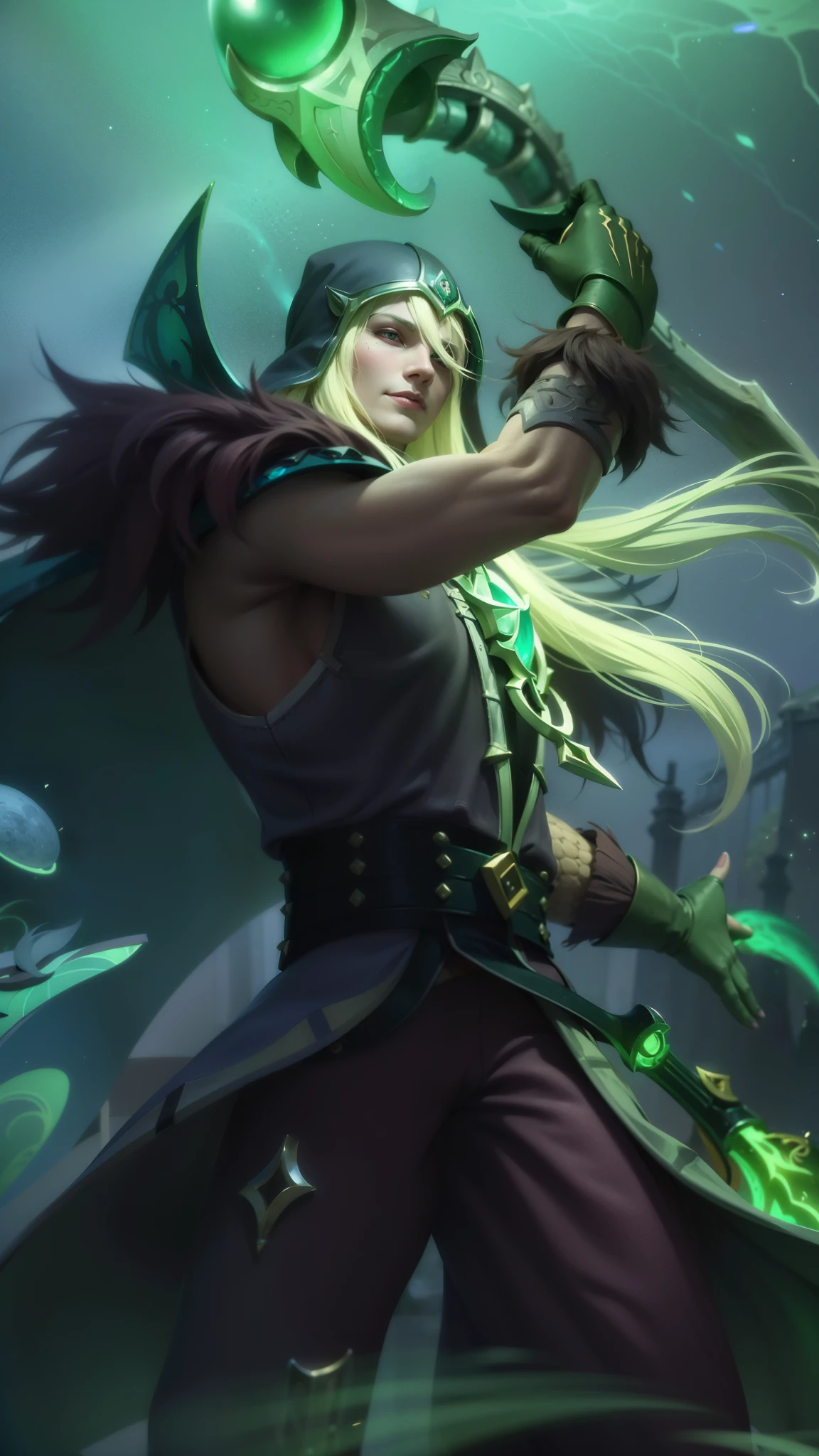 masculine male, masterpiece, ((perfect eyes)) best quality, (semirealism:1.9), beautiful lighting, (extremely detailed CG unity 4k fhd wallpaper), High Detail, Sharp focus, dramatic outdoors, 1 boy ,19 years old, white hair, light purpel eyes, smile, a close up of a person holding a sword in a field, amazing portrait of viego, inspired by Huang Shen, inspired by Shen Zhou, astri lohne, karthus from league of legends, stanley artgerm lau, 8 k hd wallpaperjpeg artifact, 8k hd wallpaperjpeg artifact, league of legends character art, a blonde emerald warrior