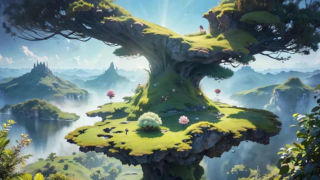 《avatar》pandora'floating island,Wonderful picture,悬浮在空中的floating island,Varies in morphology,huge mountains,Winding,The surface is covered with dense vegetation,各种奇异的植物在floating island上生长繁殖,floating island的颜色非常鲜艳,in green、Mainly blue.feeling of energy,阳光透过云层照射在floating island上,Make the silhouette of vegetation clearly visible in the sky,various strange creatures,Full of energy and vitality,pandora'floating island美丽而神秘,Advanced special effects technology,Exquisite scene design,A world full of fantasy and imagination