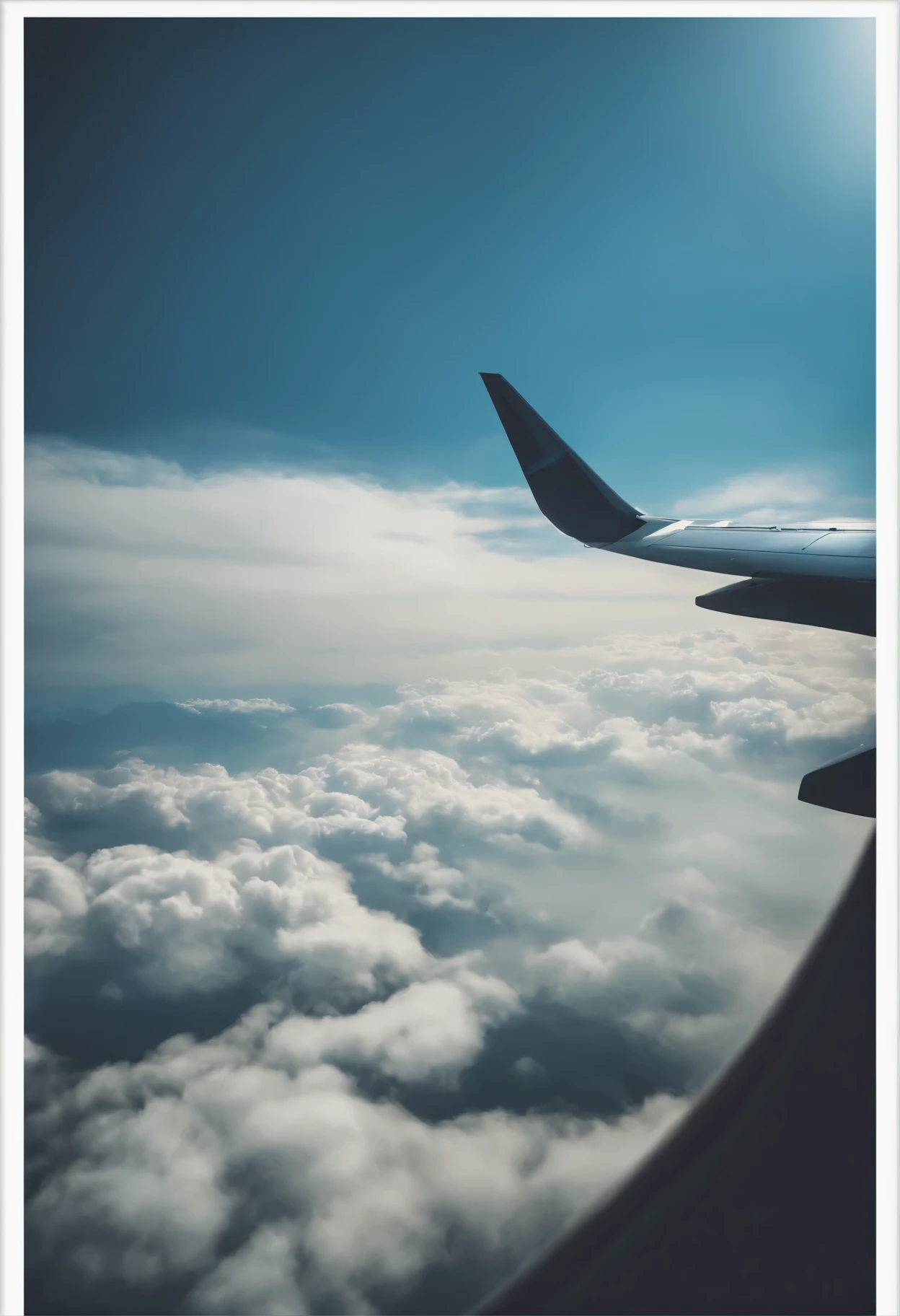 on the plane, Blue sky and white clouds, perspective