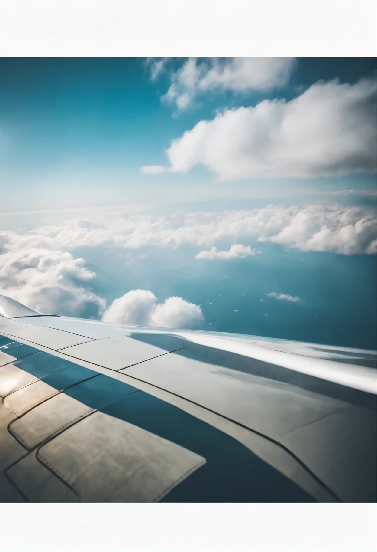 on the plane, Blue sky and white clouds, perspective