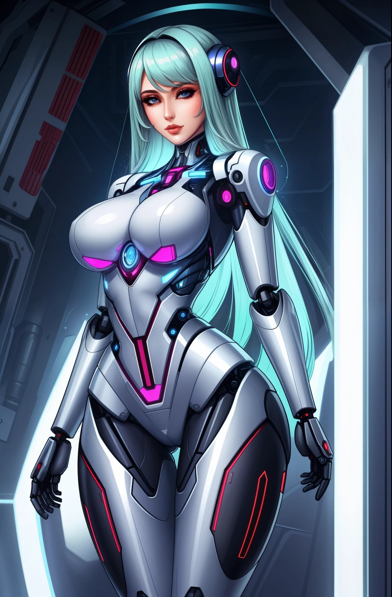 gorgeous female robot, gynoid, mechanical