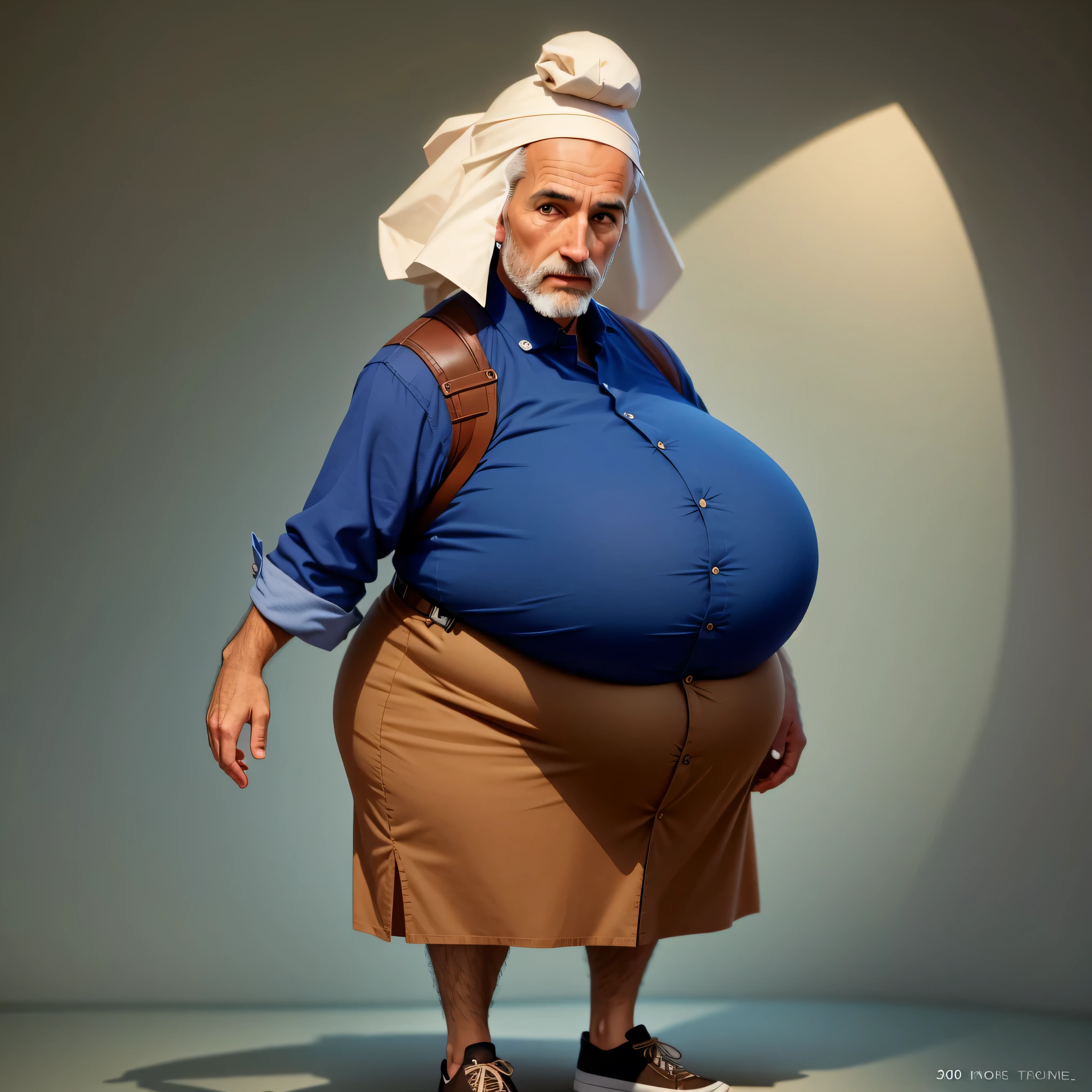 A 50-year-old man,low contrast, Jersey, pregnant
