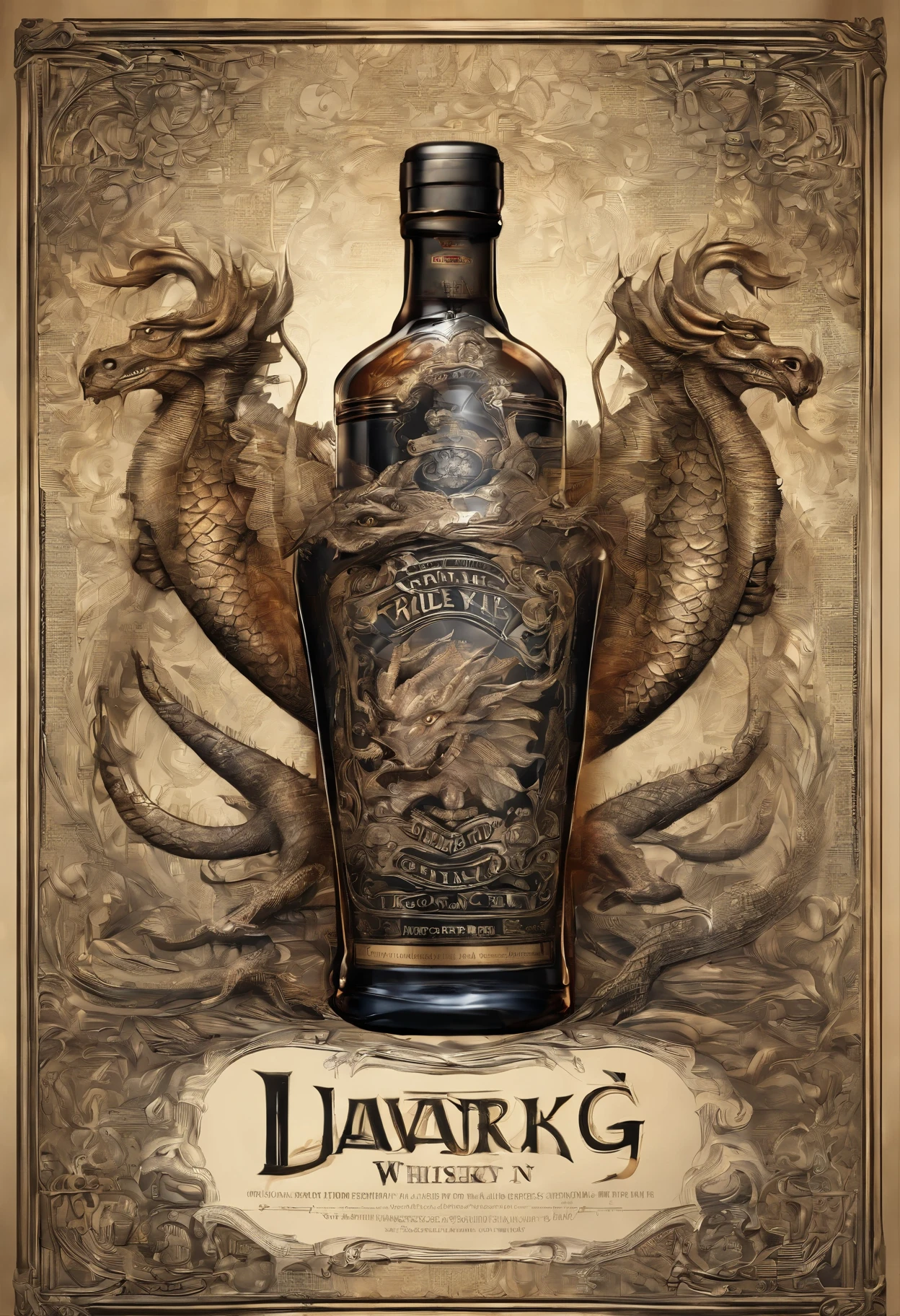 bottle of whisky with a dragon head on top, very fancy whiskey bottle, fancy whiskey bottle, hyper realistic ”, hyper realistic”, closeup portrait shot, infused with zerg hydralisk, stunning and rich detail, close up portrait shot, ultra realistic ”, ultra realistic”, whiskey bottle, portrait shot, photo taken of an epic intricate,