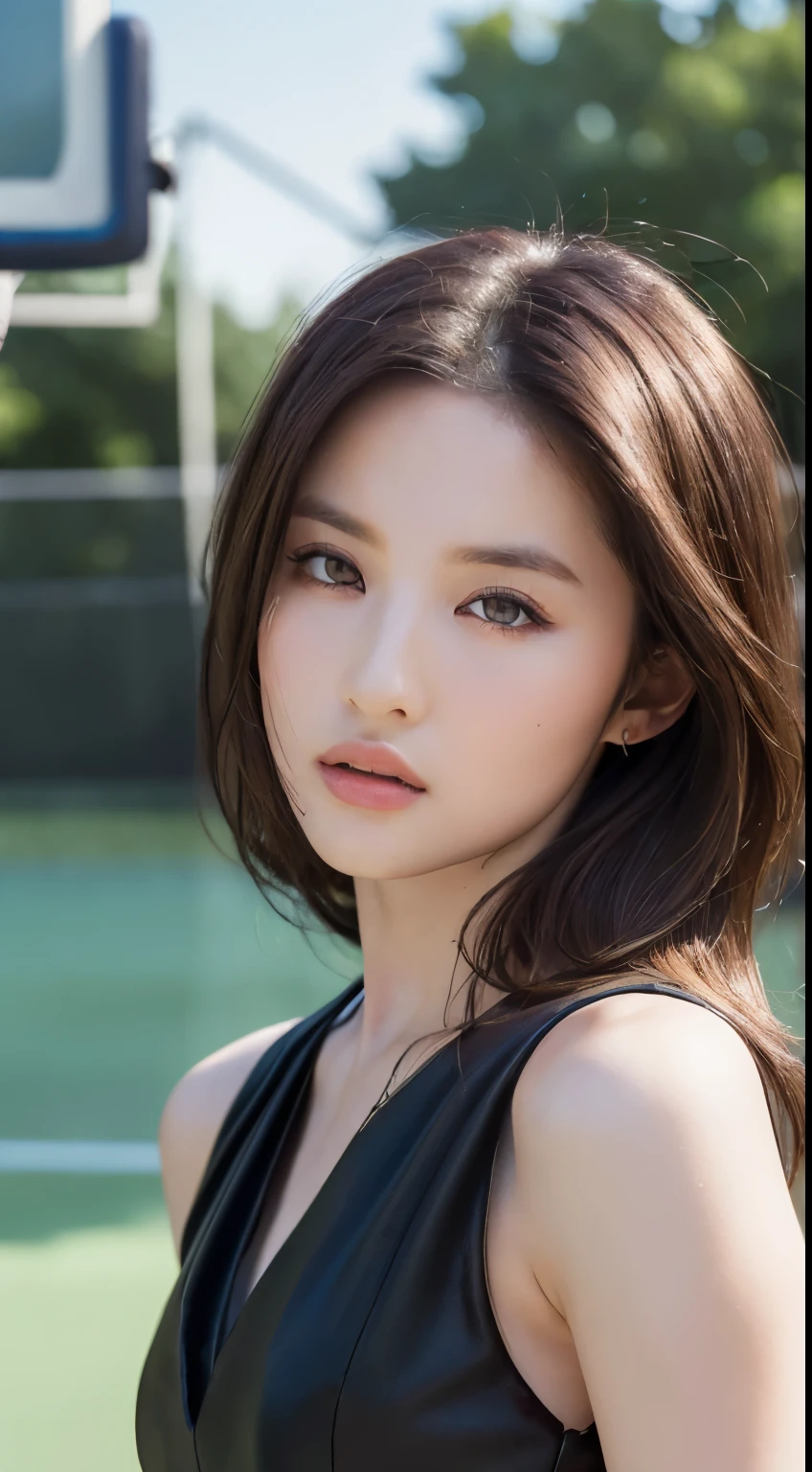 girl, high quality, Super detailedな, crazy details, 4k quality (Cinematic digital artwork: 1.3), high quality, 最high qualityの, Super detailed, shape, [4k digital art]、 indosugu nr, (sharp focus: 1.5), Depth of written boundary, Bokeh, 4k 、High resolution, Super detailedな, Highly detailed CG Unity 8K wallpaper, realistic, Photoreal, Raw photo, beautiful and detailed face, white skin, realistic glowing skin, detailed hair texture, perfect body, big breasts, beautiful face, acura, anatomically correct, highly detailed face, Eye and skin texture, natural neck length, (beautiful eyes), (beautiful hands), (Glossy skin:1.2)、thin legs, thin legs, knowledgeable person、detailed face、detailed background、 (live action、intricate details)、Tropical style、 Dramatic compensate、compensate、eye make up、eyeliner、eye shadow、Lilac Contact Lenses、(whole body)、((very minimum bikini)), おかしなshapeの水着、purple hair、shortcut