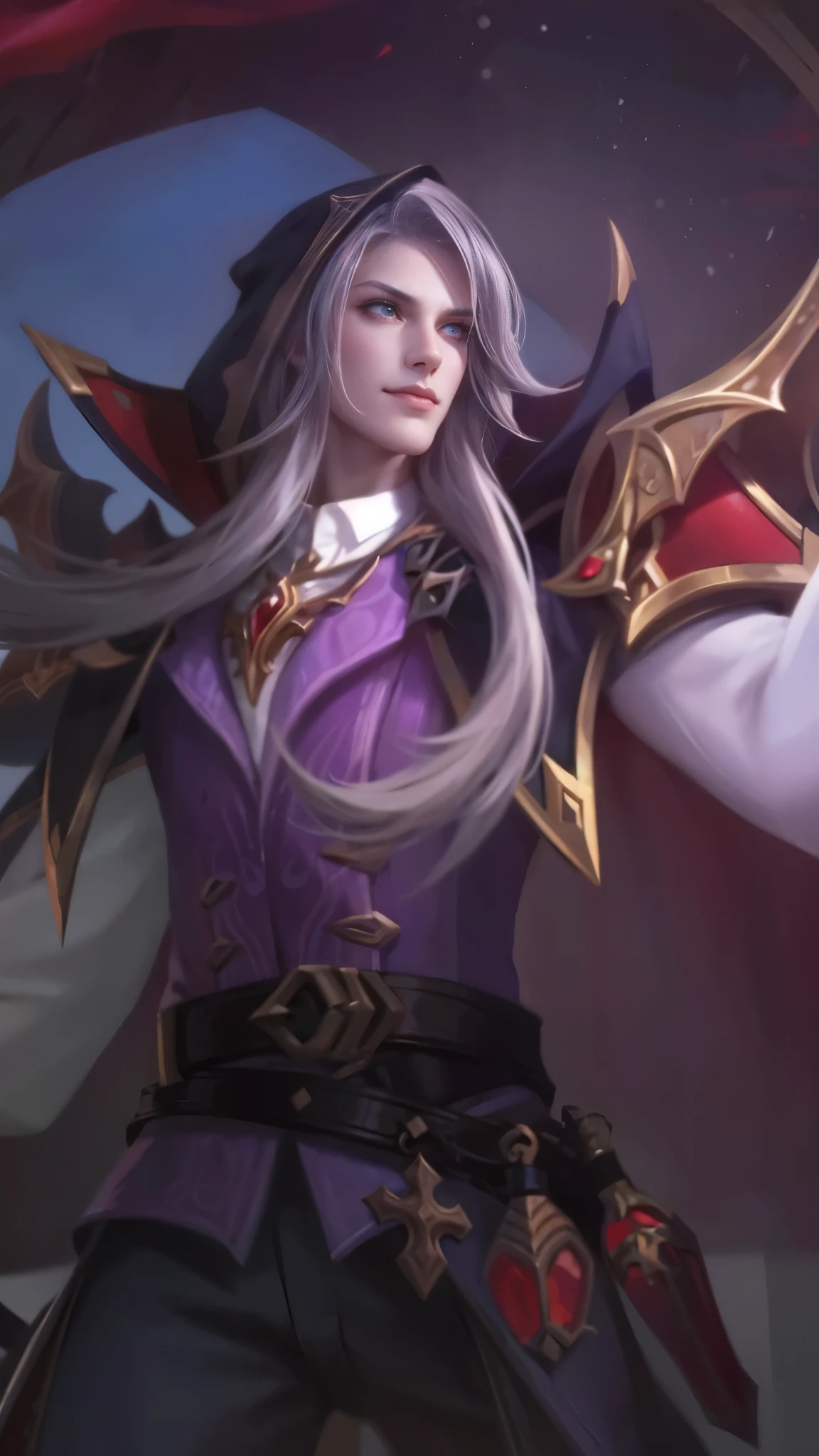 Best quality, masterpiece, detailed skin texture, detailed clothes texture, detailed face, super detail, 8k, intricate detail, 1 boy, The color doesn't change, Muscle guy, 1 guy, smile, a close up of a person holding a sword in a field, artgerm detailed, heise jinyao, extremely detailed artgerm, alucard, astri lohne, stanely artgerm, karthus from league of legends, zhongli from genshin impact, sakimichan frank franzzeta, casimir art, arvalis