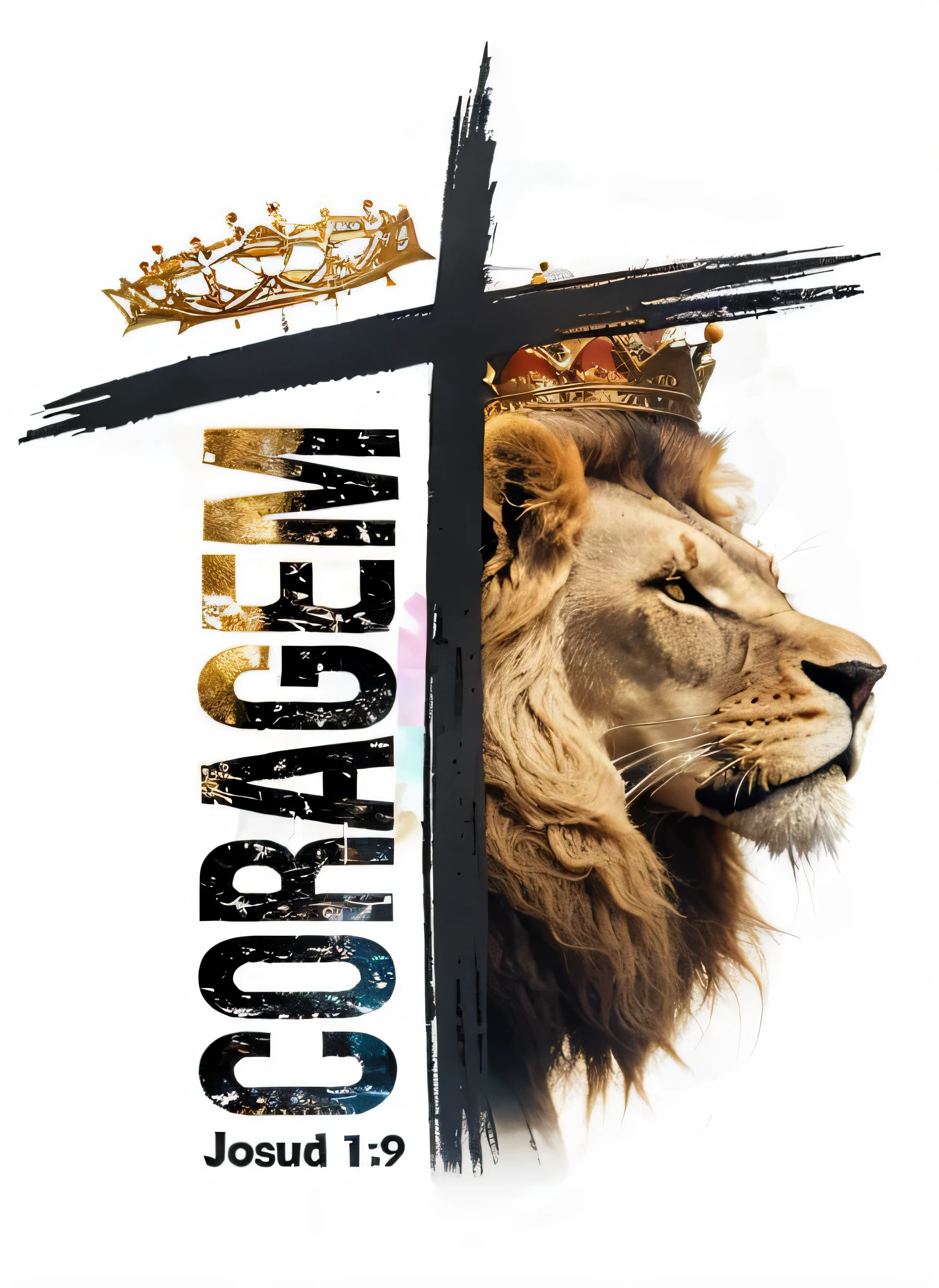 lion head on the side with a big crown on the bottomless head