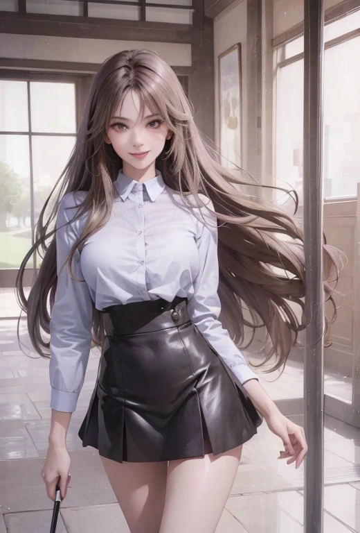 (8k, highest quality, masterpiece: 1.3), (realistic, photorealistic, photorealistic: 1.37), super detailed, one cute girl,golf course, open feeling, flushed nose, (smile: 1.2), closed mouth, seductive eyes, floating hair NovaFrogStyle, slender and seductive body, intelligent expression, putter putt. Thin and beautiful legs. mini skirt. 