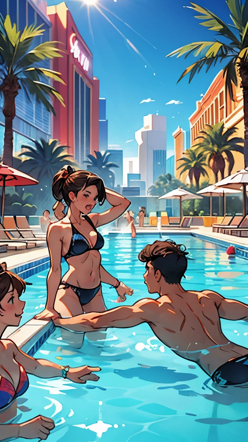 a crowded pool party in vegas