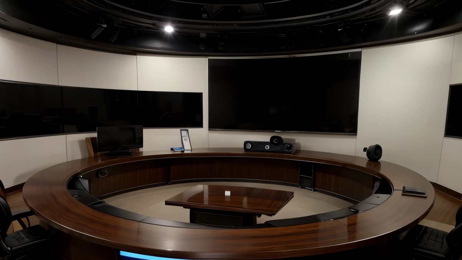 empty tv new anchor, news desk,