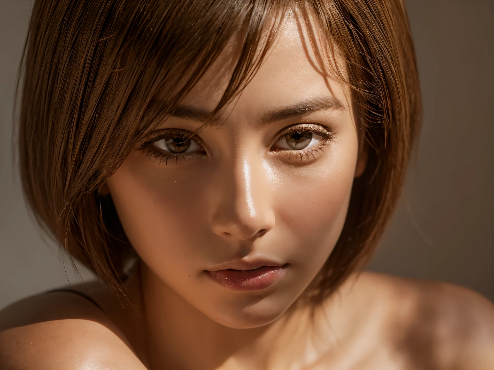 Sum Metal, beautiful eyes, (((brown_eyes))), 3D, movie light, 8K resolution,realistic short hair