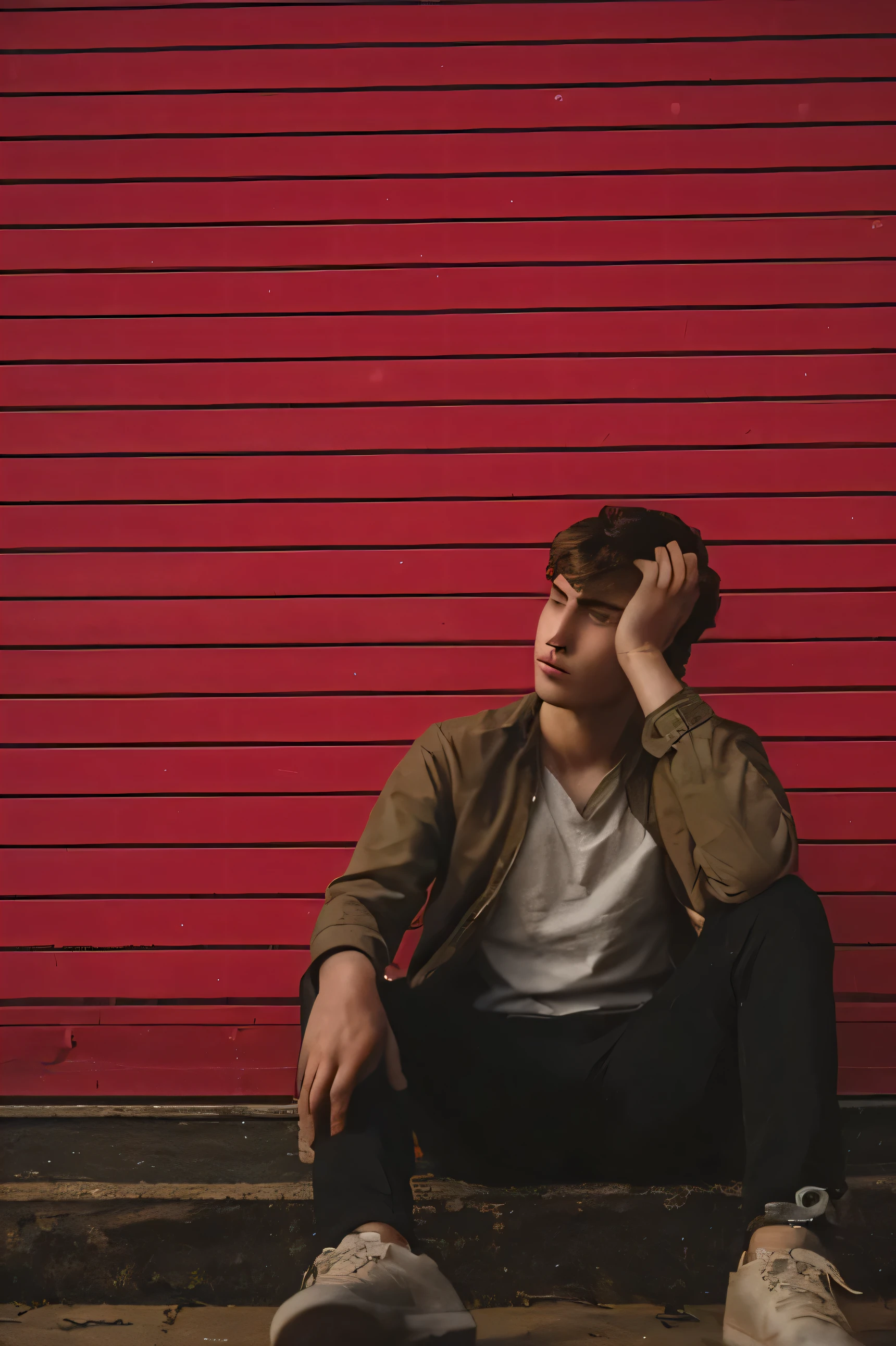 a 22 year old man sitting and thinking