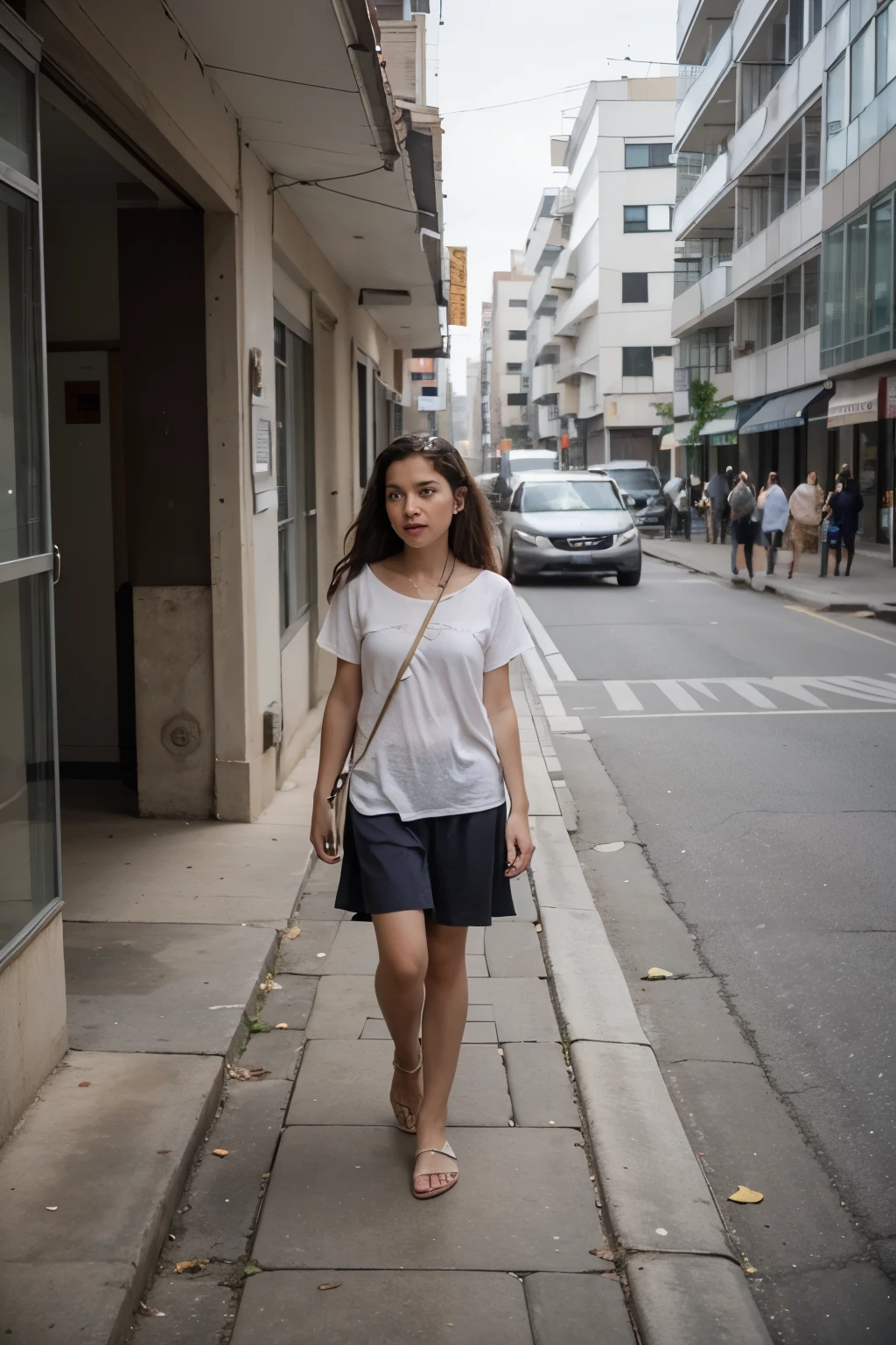 photograph of a person wearing hearing aids where they walk in an open environment with auditory scenes around them such as cars passing by, passaros cantando, children playing, pessoas conversando e a pessoa ouvindo tudo com seu aparelhos auditivo.