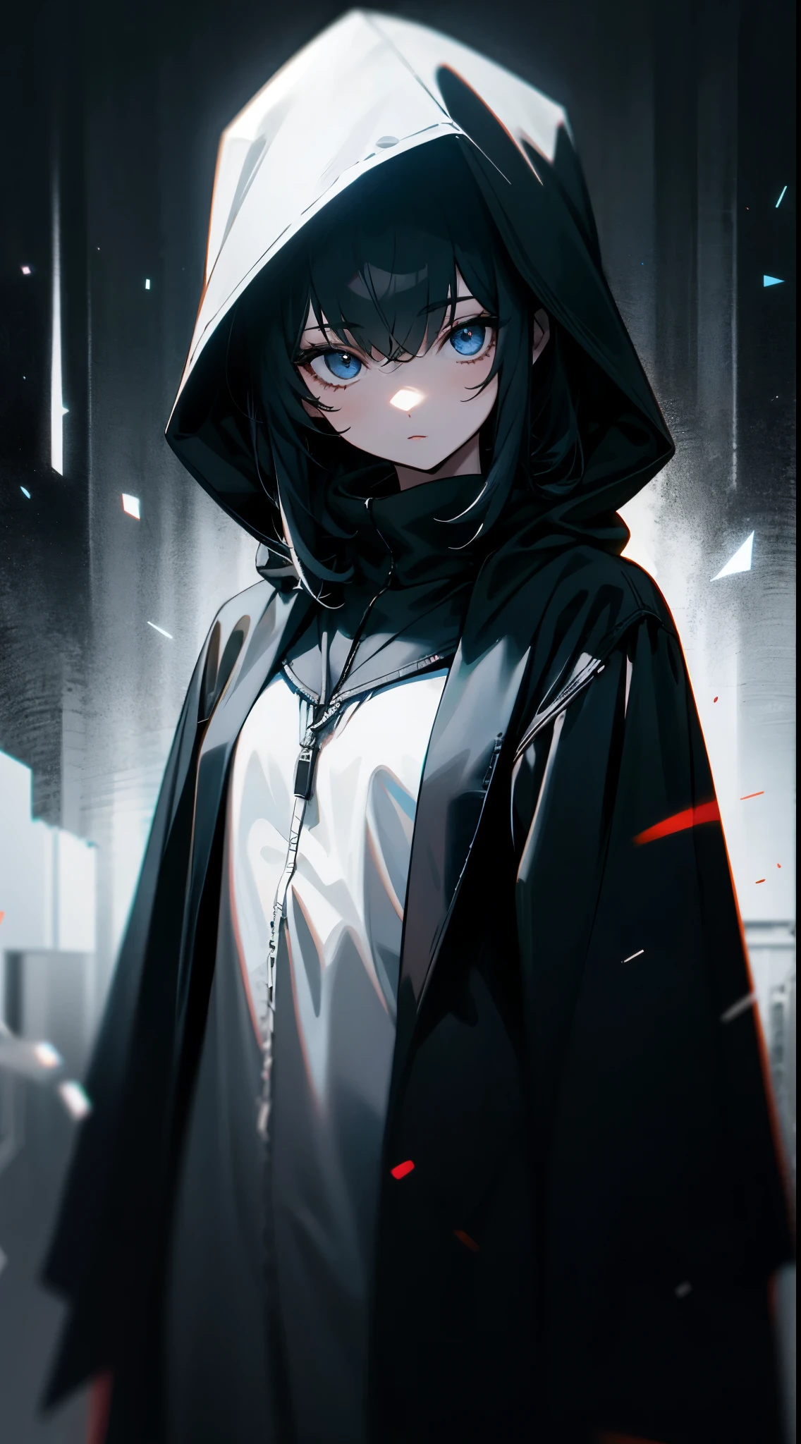 1girl in、 darkness、Dark、Wearing a hood