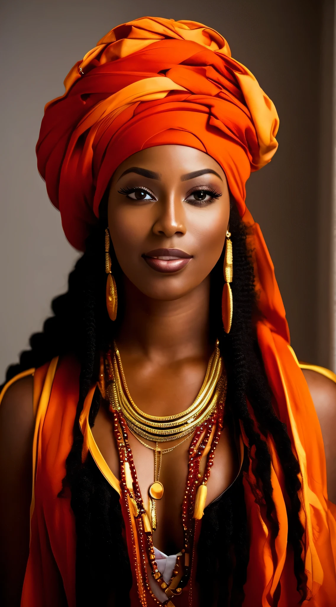 un gros plan d&#39;une femme avec un turban et des bijoux, superbe princesse africaine, princesse africaine noire, africain woman, Jeune femme noire, young femme noire, African American woman, peau sombre female goddess of love, africain queen, africain princess, femme noire, African-American girl, femme splendide, africain, peau brune, peau sombre, elegant african american girl