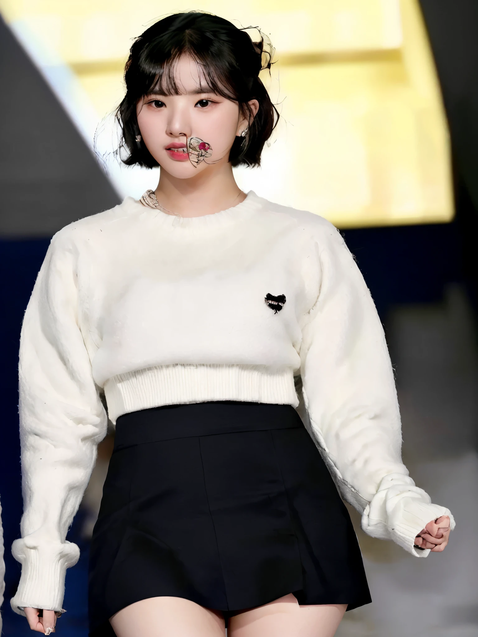 a close up of a person wearing a skirt and a sweater, bae suzy, cai xukun, sun yunjoo, sweater, jaeyeon nam, wearing a white sweater, heonhwa choe, xianxia de cuerpo completo, lee ji-eun, lee ji - eun, kim doyoung, aparcar desde-min, ella tiene una cara linda