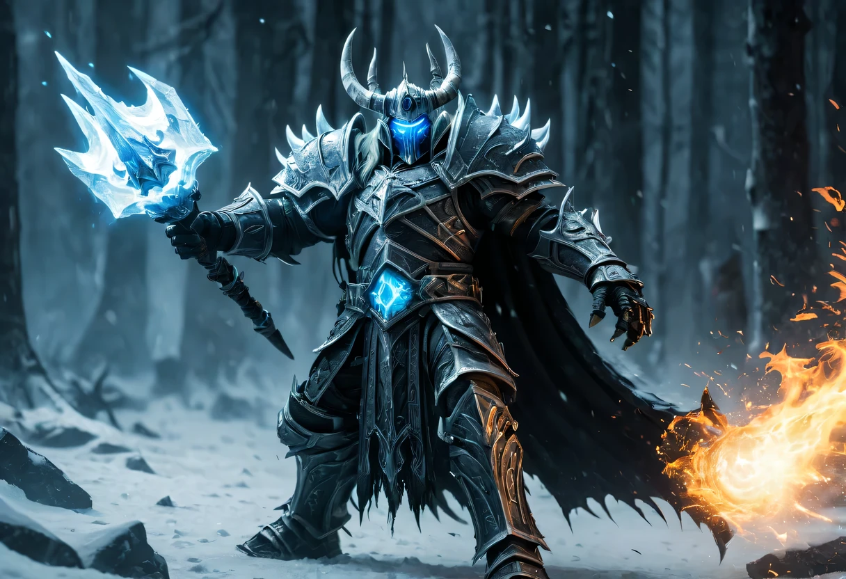 Demon World,lich king,action shots,(Light:1.5),action scene,Action effects,Action atmosphere,Action effects,action shots,action scene,Action effects,Action atmosphere,Action effects