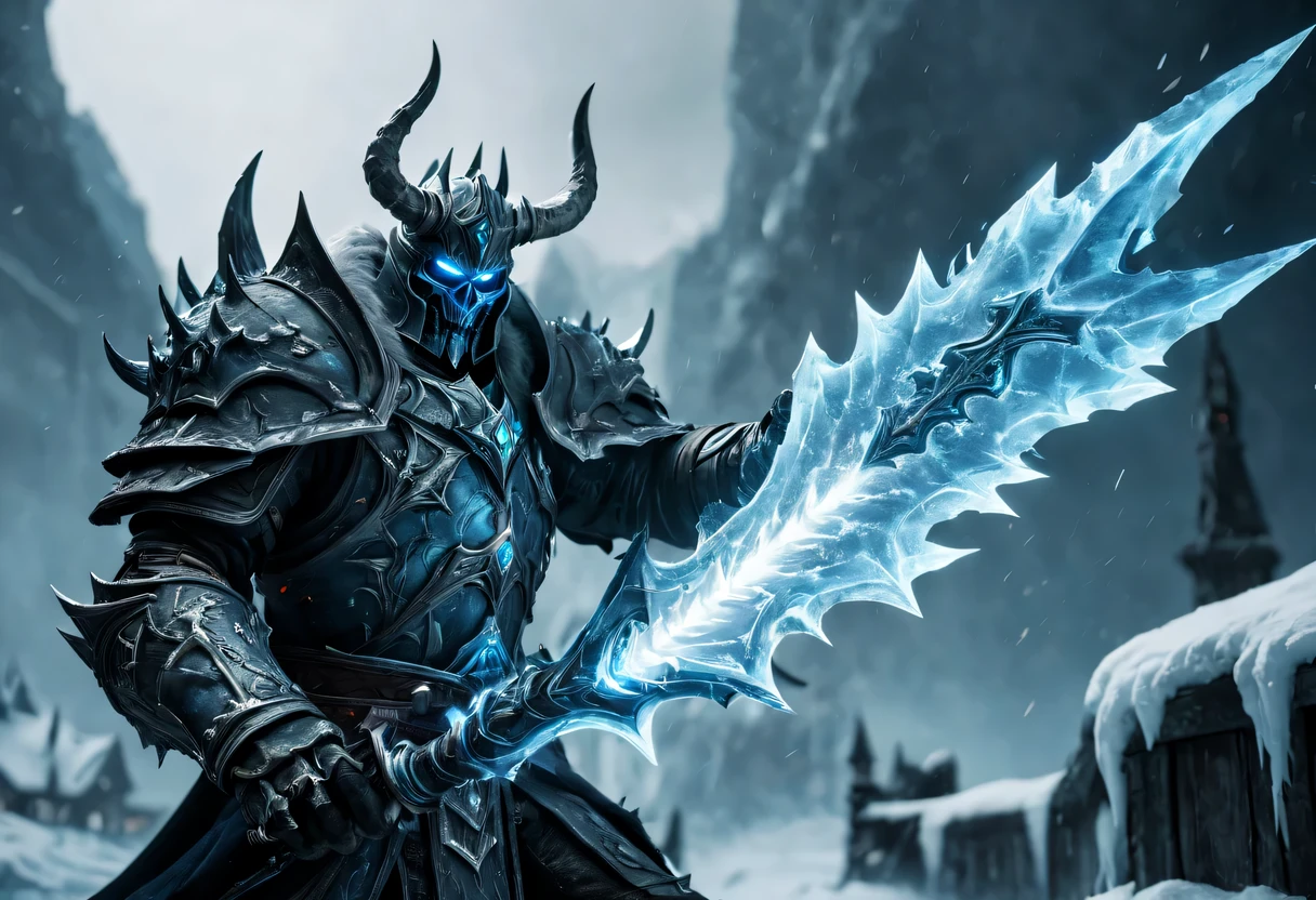 Demon World，lich king，action shots，(Light:1.5),action scene，Action effects，Action atmosphere，Action effects，action shots，action scene，Action effects，Action atmosphere，Action effects