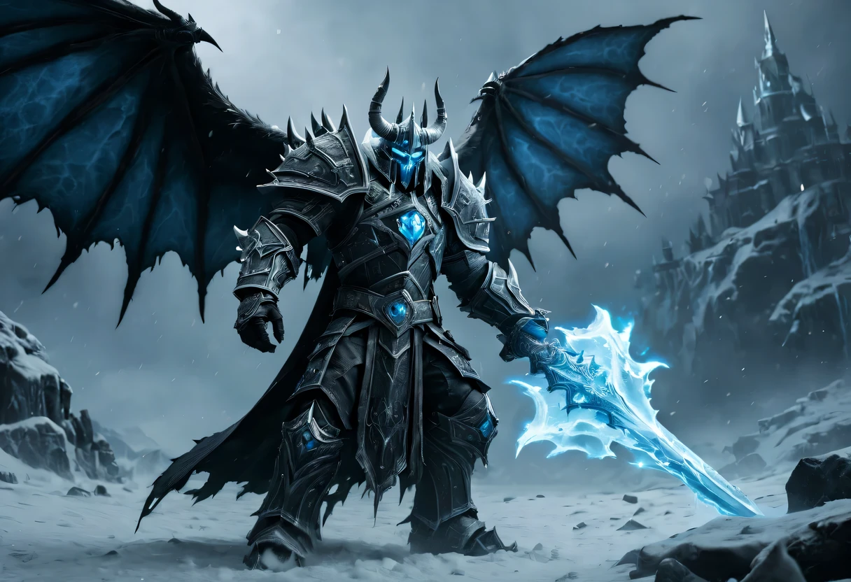 Demon World，lich king，action shots，(Light:1.5),action scene，Action effects，Action atmosphere，Action effects，action shots，action scene，Action effects，Action atmosphere，Action effects