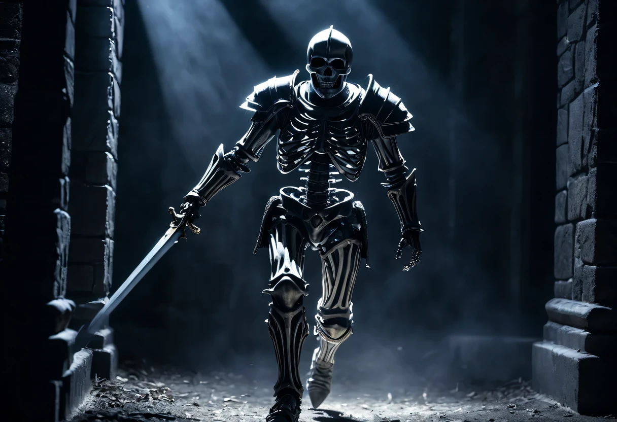 Ghost Rider,skeleton knight,action movie clip,(movie lighting:1.5),action movie scene,Action effects,Action atmosphere,Action effects,action shots,action scene,Action effects,Action atmosphere,Action effects