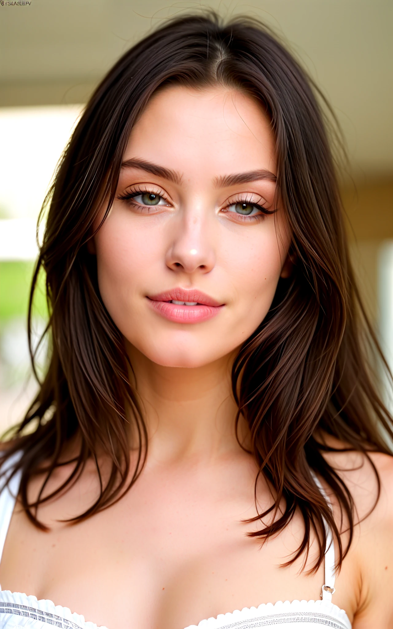 Jolie belle brune latine, tout le corps, Angle parfait, Very detailed, 22 ans, visage affectueux, Long messy hair, yeux marrons, high resolution, masterpiece, best quality, intricate details, Very detailed, Sharpness, detailed skin, realistic skin Texture, Texture, Detailed eyes, professionnel, 4K, sourire, shot with Canon, 85mm,faible profondeur de champ, couleur de vision kodak, eye shadow, extremely detailed, photo ultra, photorealistic, realistic, Post-traitement, maximum detail, roughness, vrai vie, ultra realistic, Photorealism, la photographie, 8k UHD, la photographie, sans soutien-gorge, machines à sous