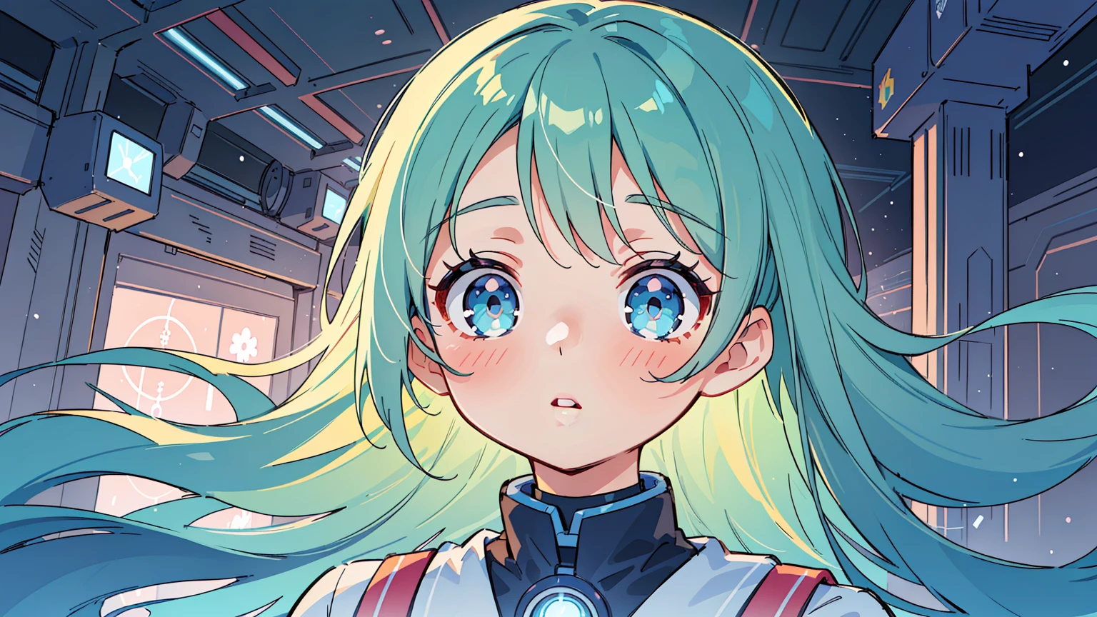 (high-resolution,HDR) anime, hydrogen girl, (detailed face,beautiful detailed eyes,beautiful detailed lips,extremely detailed eyes and face,long eyelashes), (hydrogen theme,hydrogen atom,hydrogen gas), (fantasy scenery,futuristic city,anime art style), vibrant colors, glowing lights, (sci-fi outfit,school uniform), (floating, levitating)