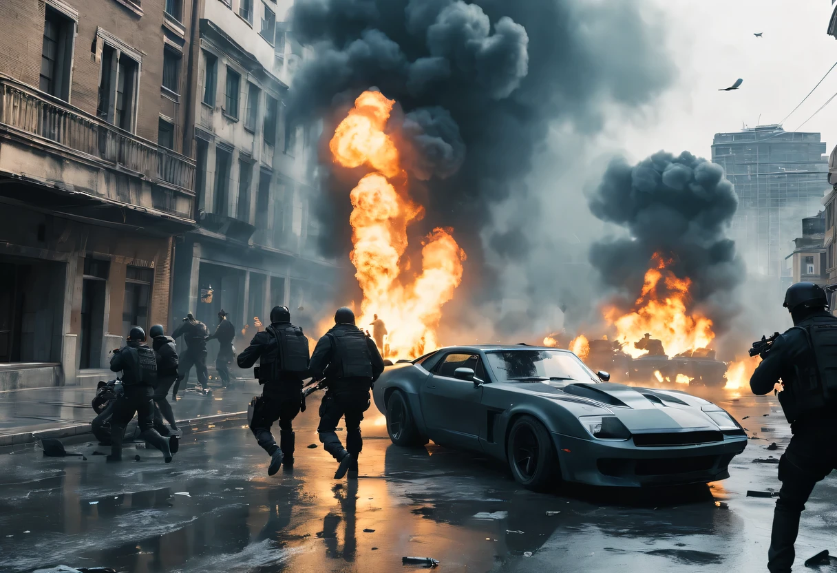Full of action scenes, strong lighting, Dynamic camera angles, cinema experience, fast paced sport, drama composition, bright colors, High-resolution visuals, dramatic storytelling, wide format cinema lens, immersive atmosphere