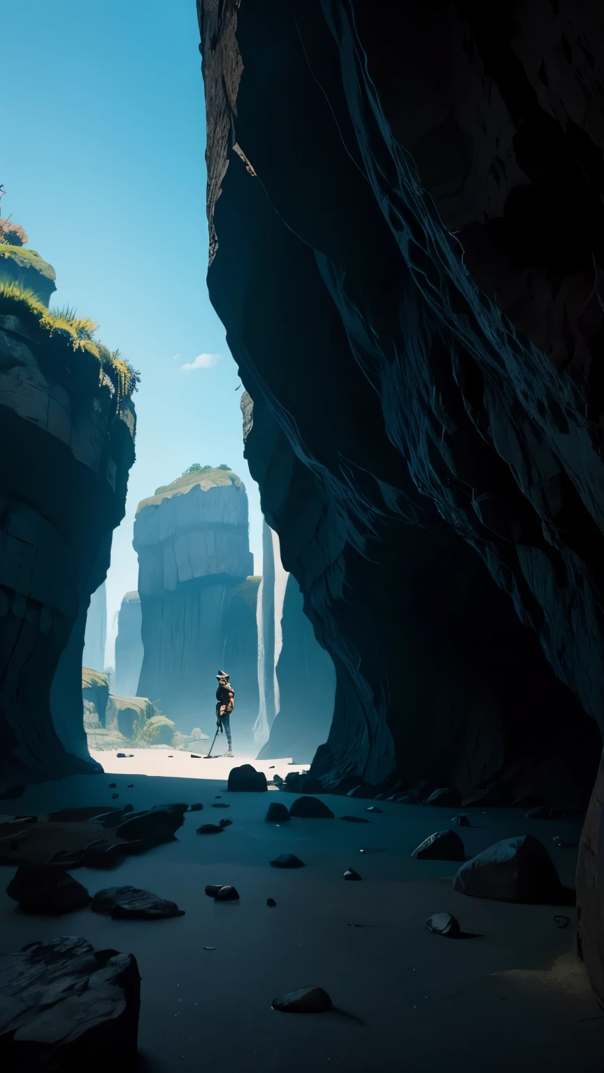 Cartoon of caves and creatures,