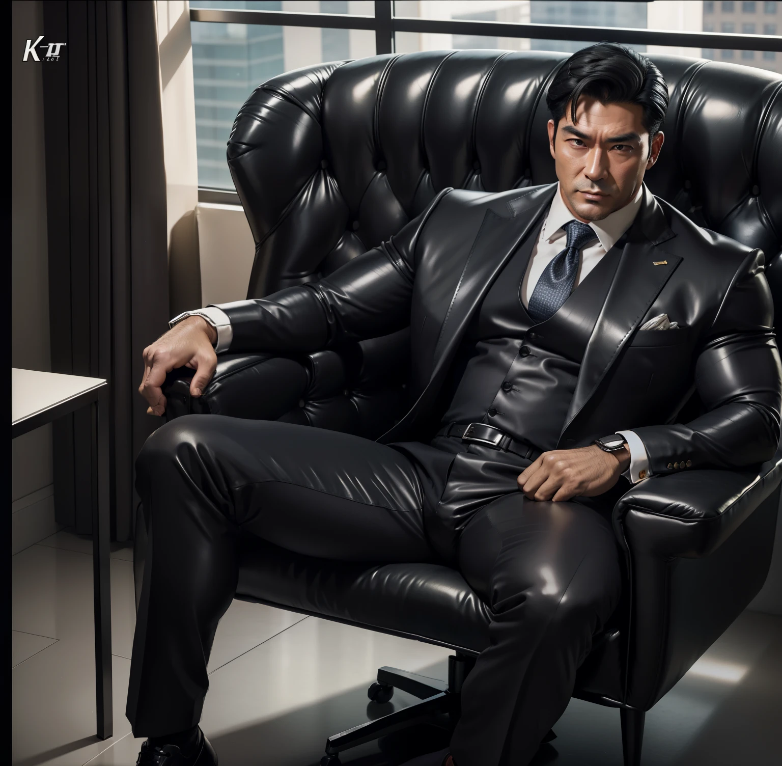 30 years old,daddy,"shiny suit ",Dad sat on sofa,k hd,in the office,"big muscle", gay ,black hair,asia face,masculine,strong man,the boss is,handsome,,leather gloves,lecherous dad,look straight ahead,dad is handsome,dad is handsome ,dad is "horny dad"