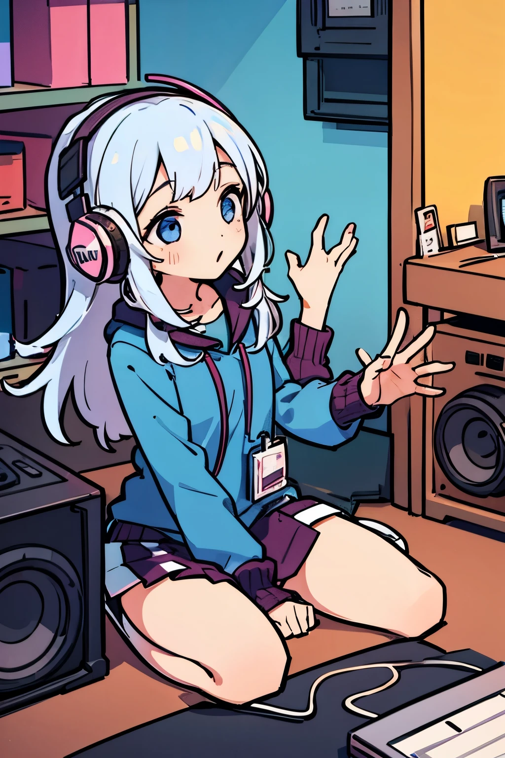 girl listening to music on headphones