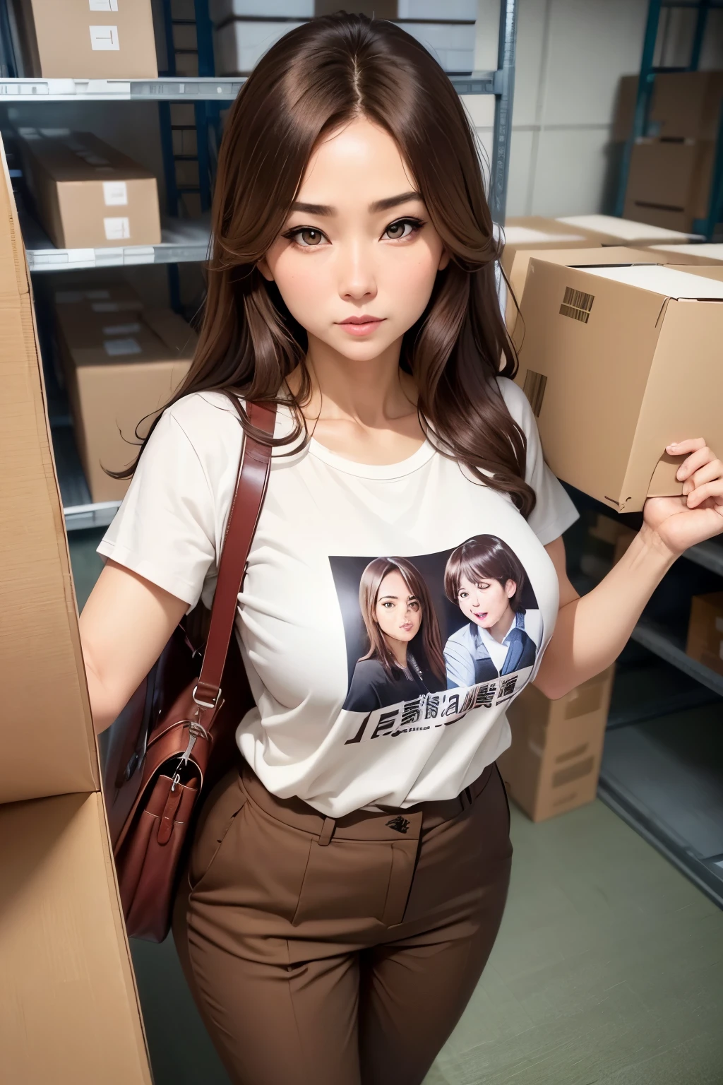 Inside the train、Sitting、Angle from below the front、1 girl、Bob Hair、Brown Hair、Medium breast、(T-Shirts、Flared mini skirt with slitasterpiece:1.3、Highest quality、Raw photo、White panties、(Panty shot:1.3)、